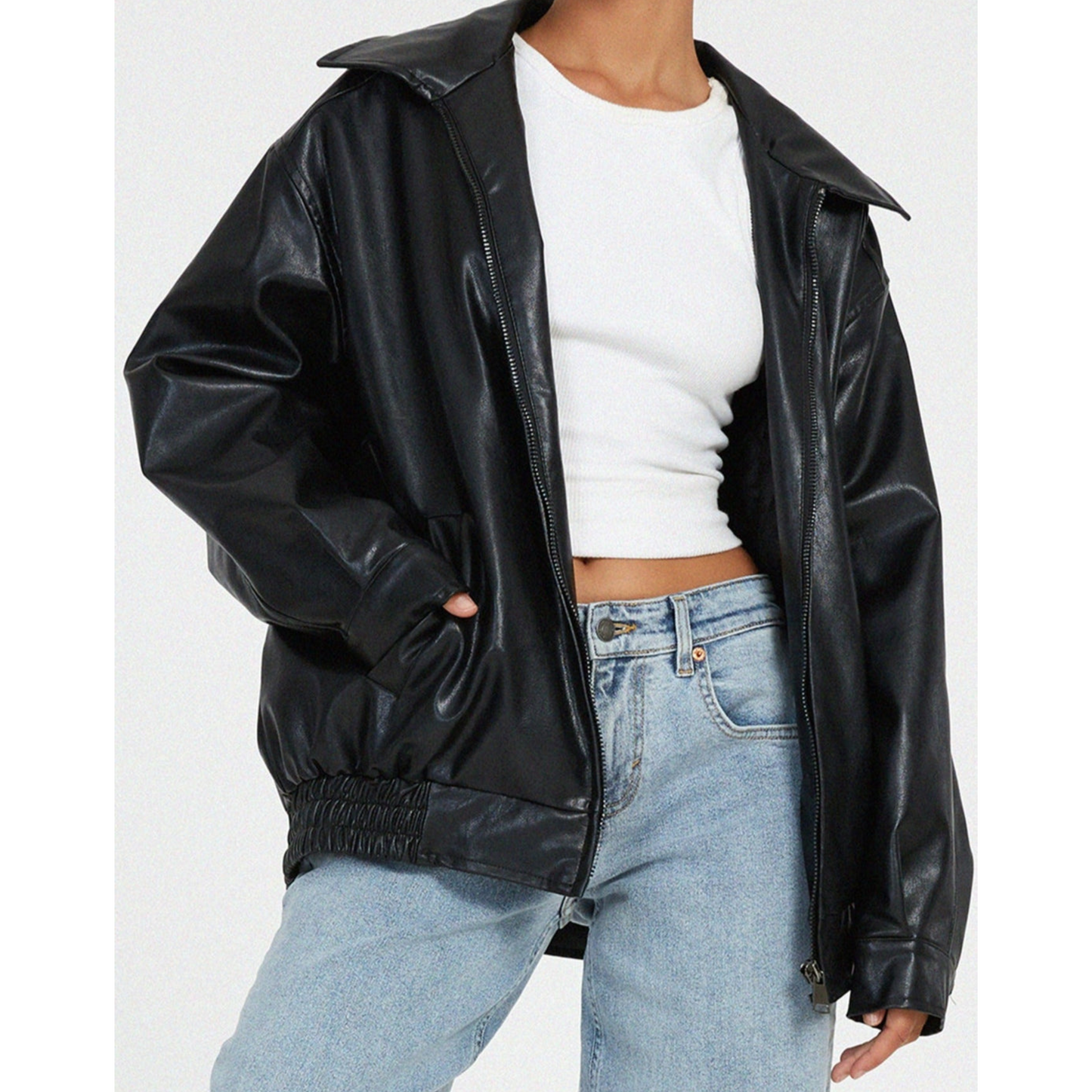 Tifaine | Veste Femme | Simili Cuir Coupe Oversize