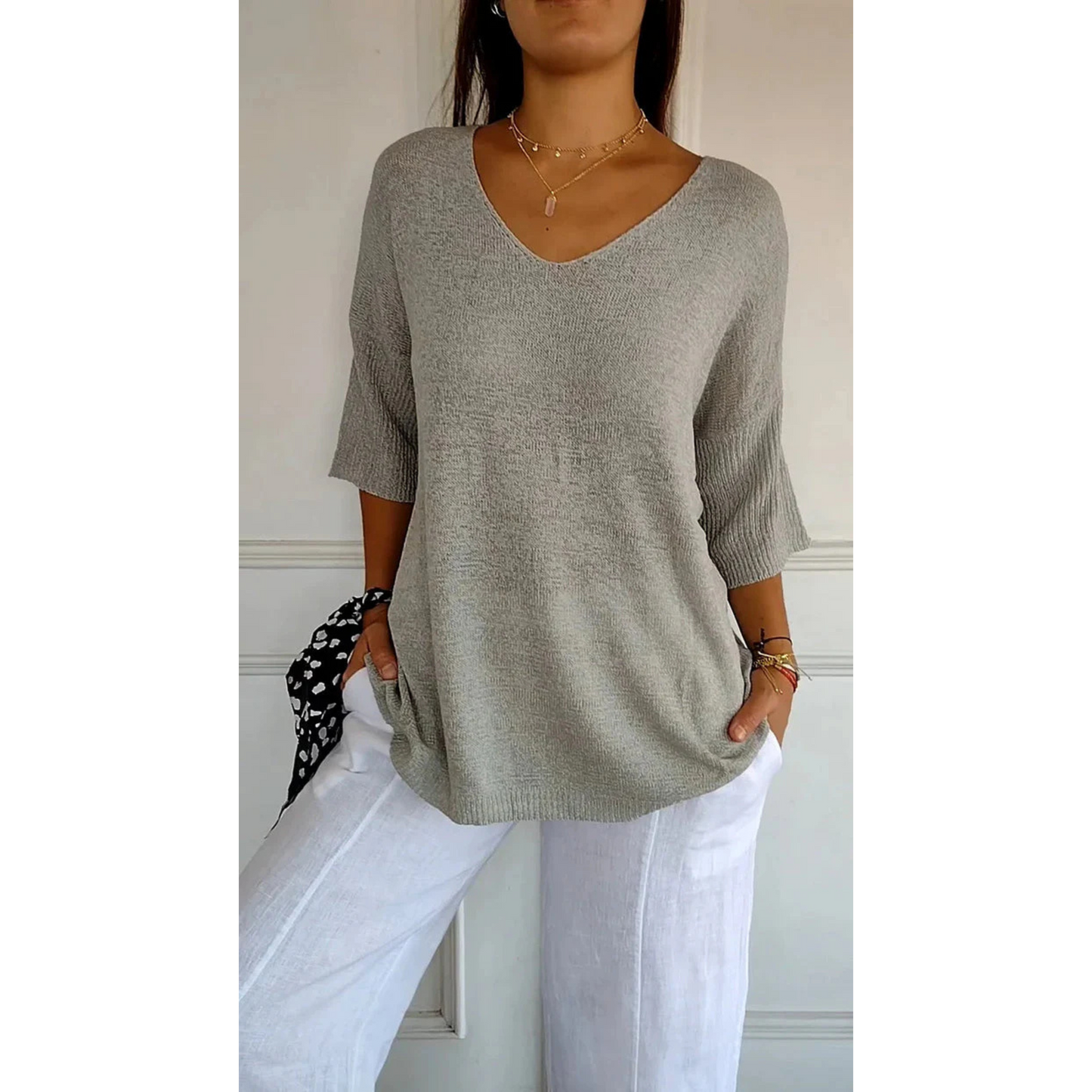 Femmes Top Maille | Décolleté V Confortable