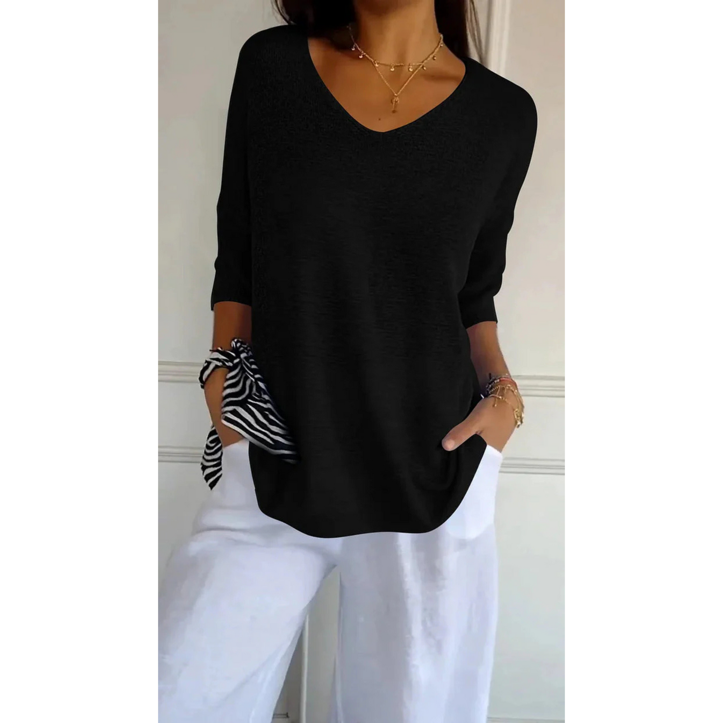 Femmes Top Maille | Décolleté V Confortable