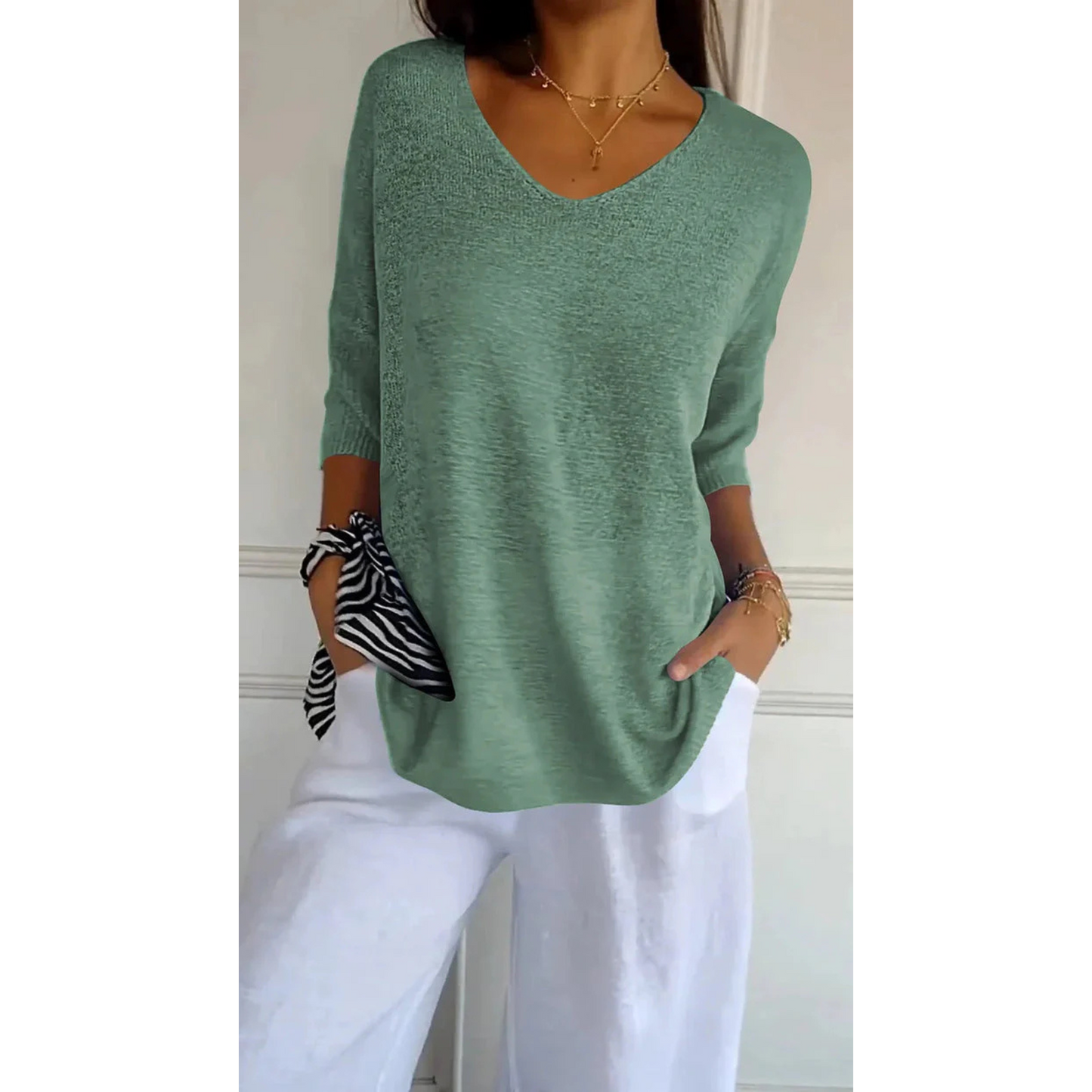 Femmes Top Maille | Décolleté V Confortable