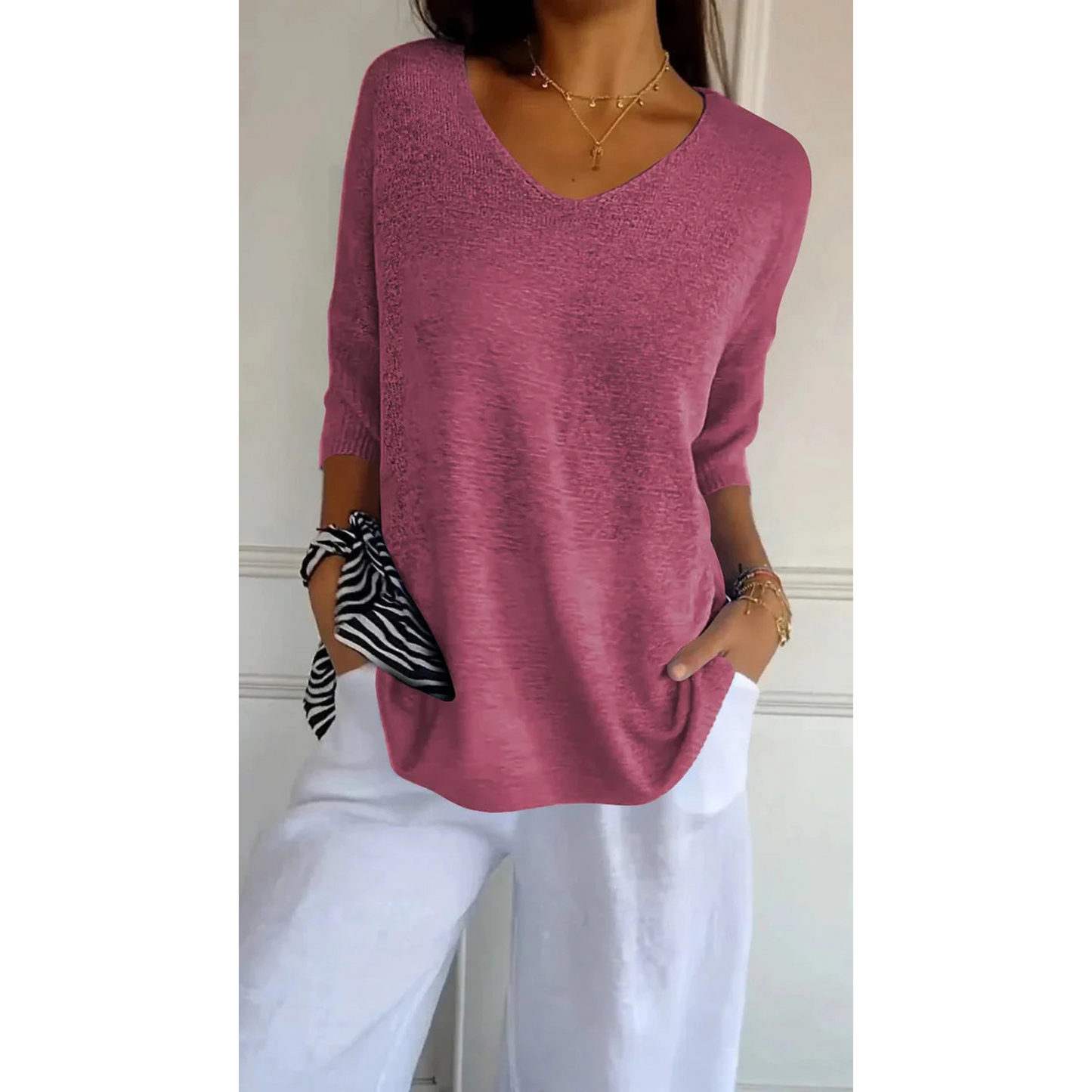 Femmes Top Maille | Décolleté V Confortable