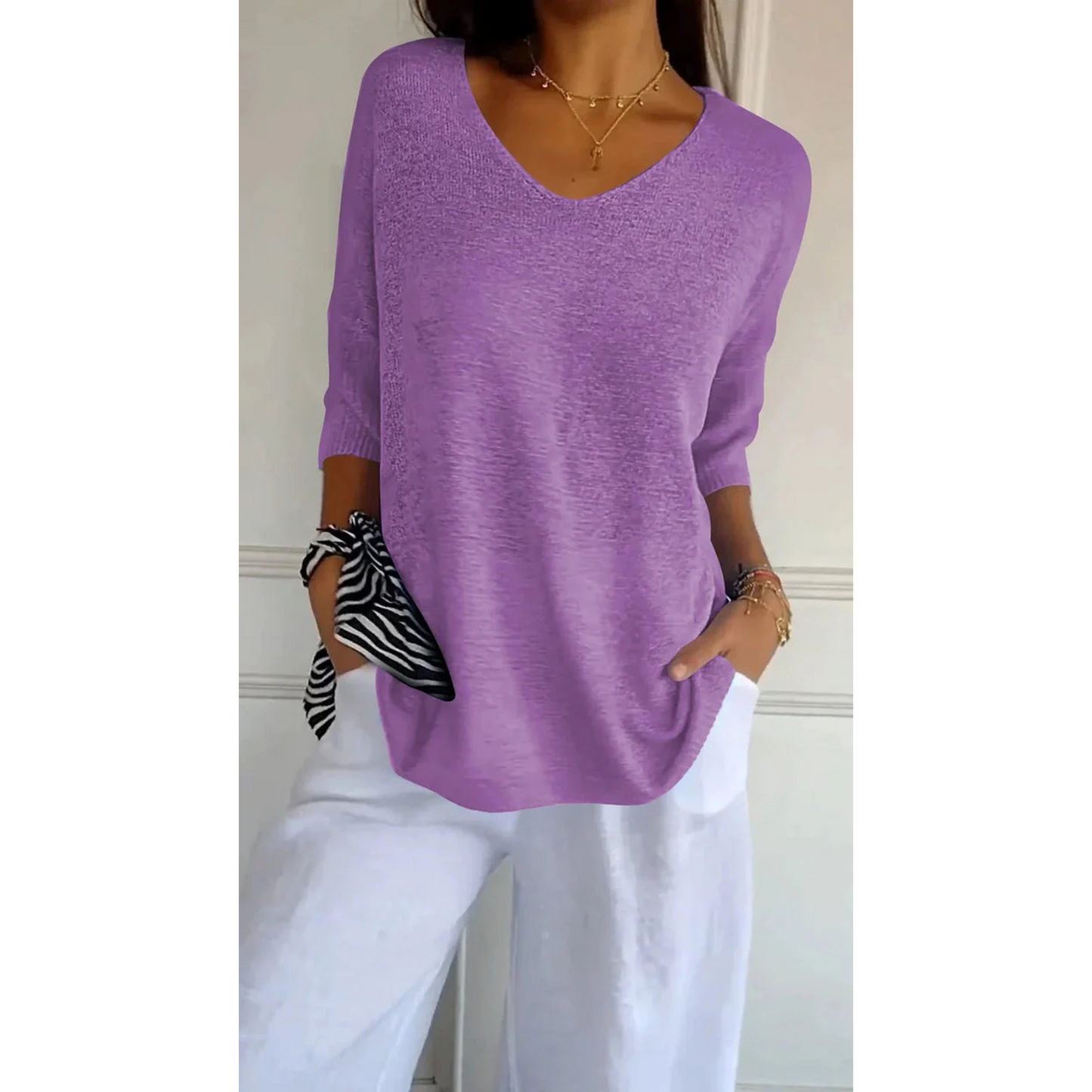 Femmes Top Maille | Décolleté V Confortable