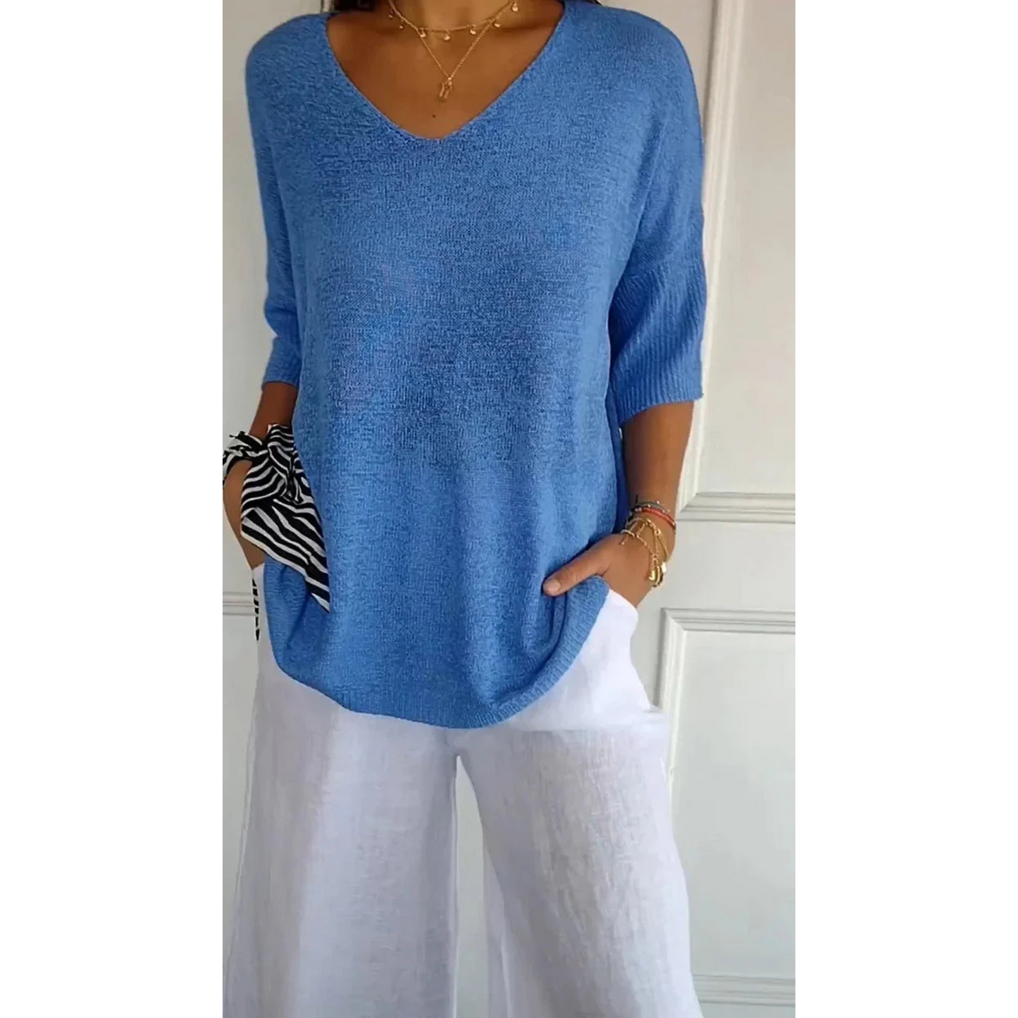 Femmes Top Maille | Décolleté V Confortable