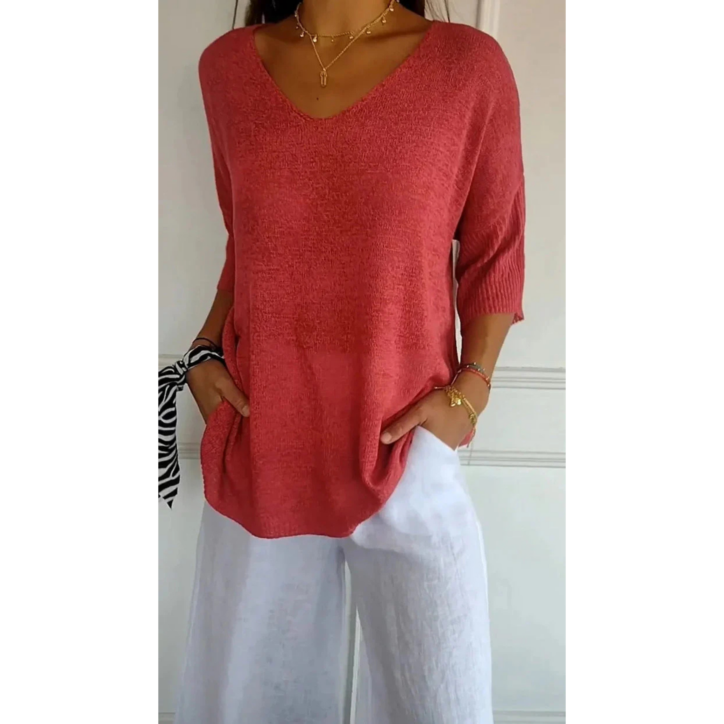 Femmes Top Maille | Décolleté V Confortable