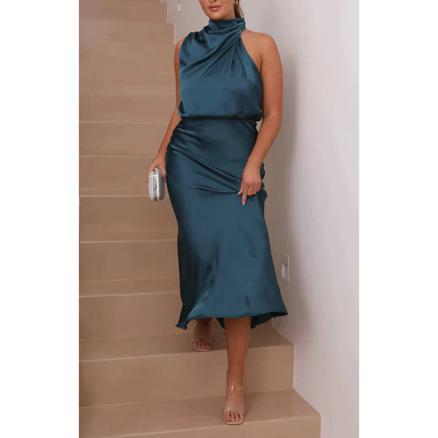 Ambrine | Femme Robe Longue | Satin Fluide et Intemporel