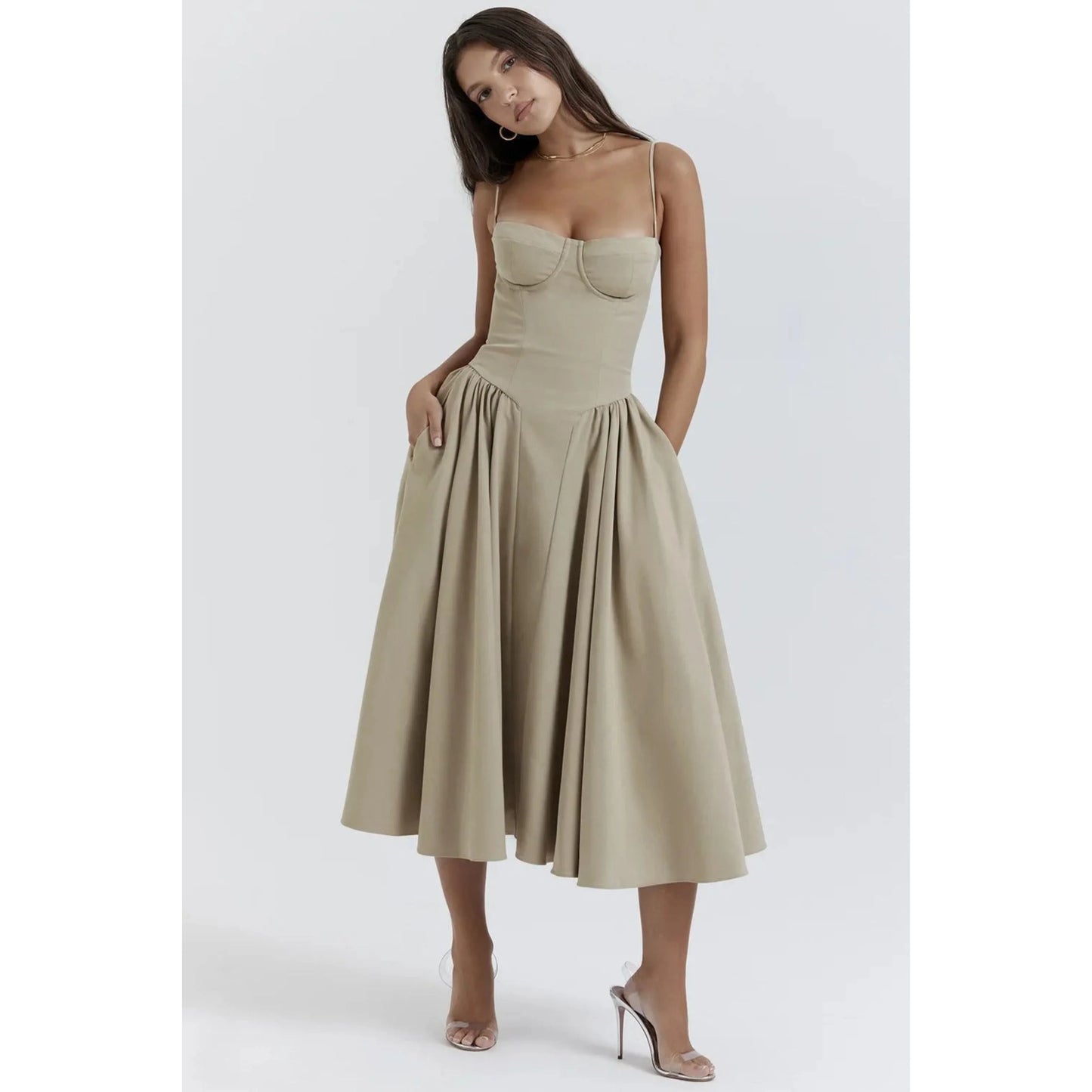 Femmes Robe Midi | Sans Manches