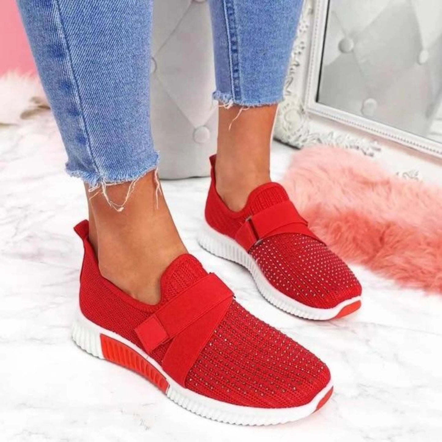 Femmes Sneakers Slip-On | Fermeture Velcro