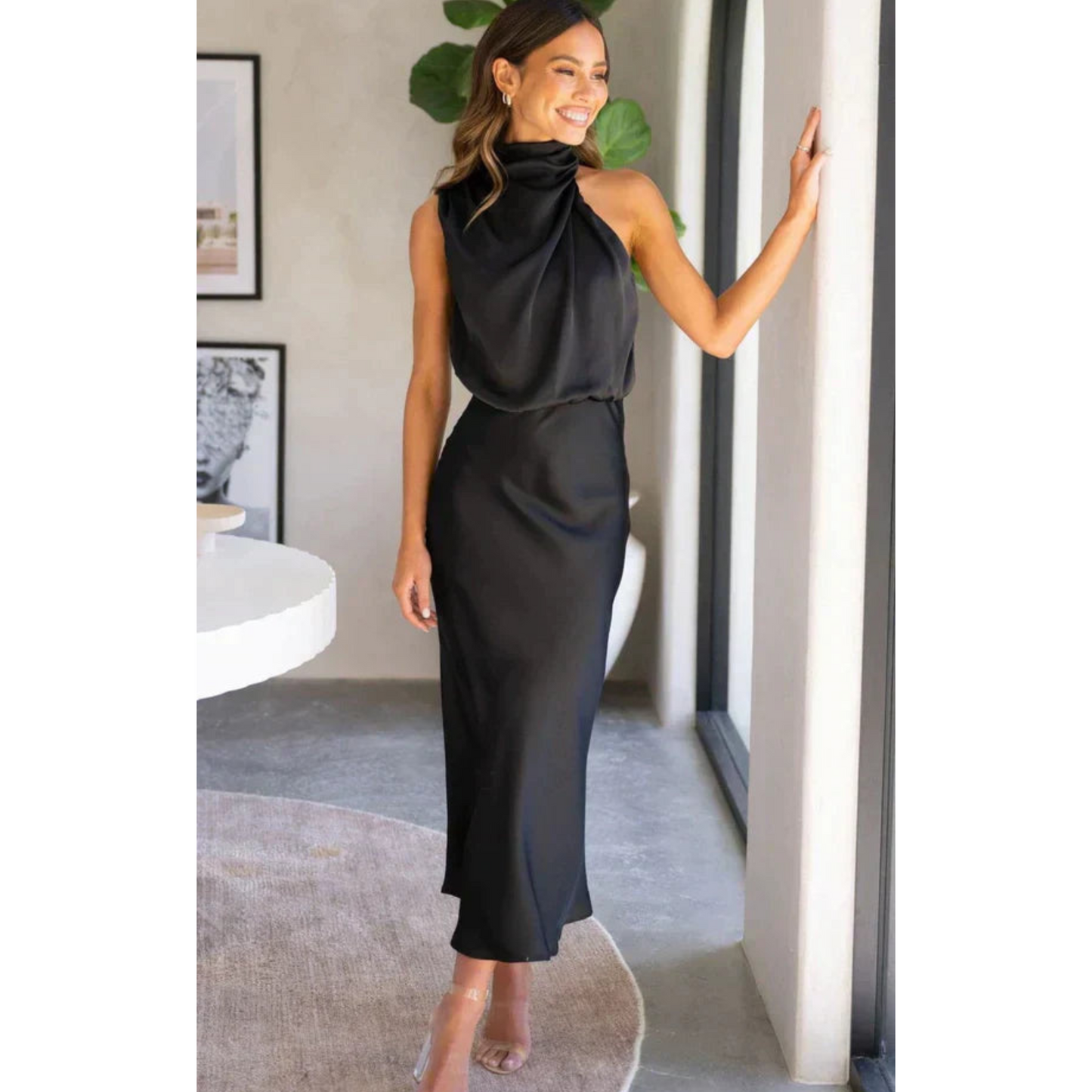 Ambrine | Femme Robe Longue | Satin Fluide et Intemporel