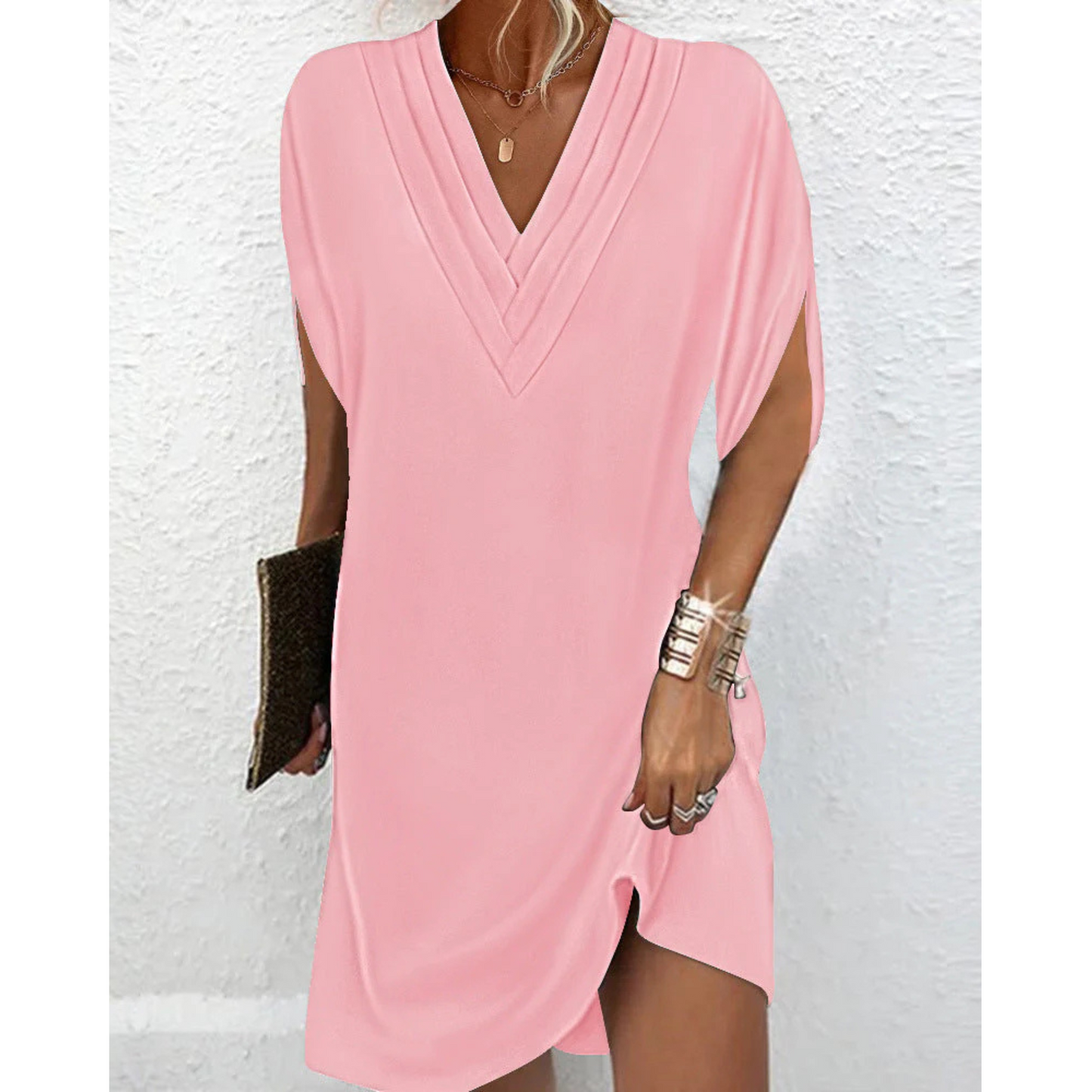 Femmes Robe Premium | Geraffée V-Ausschnitt