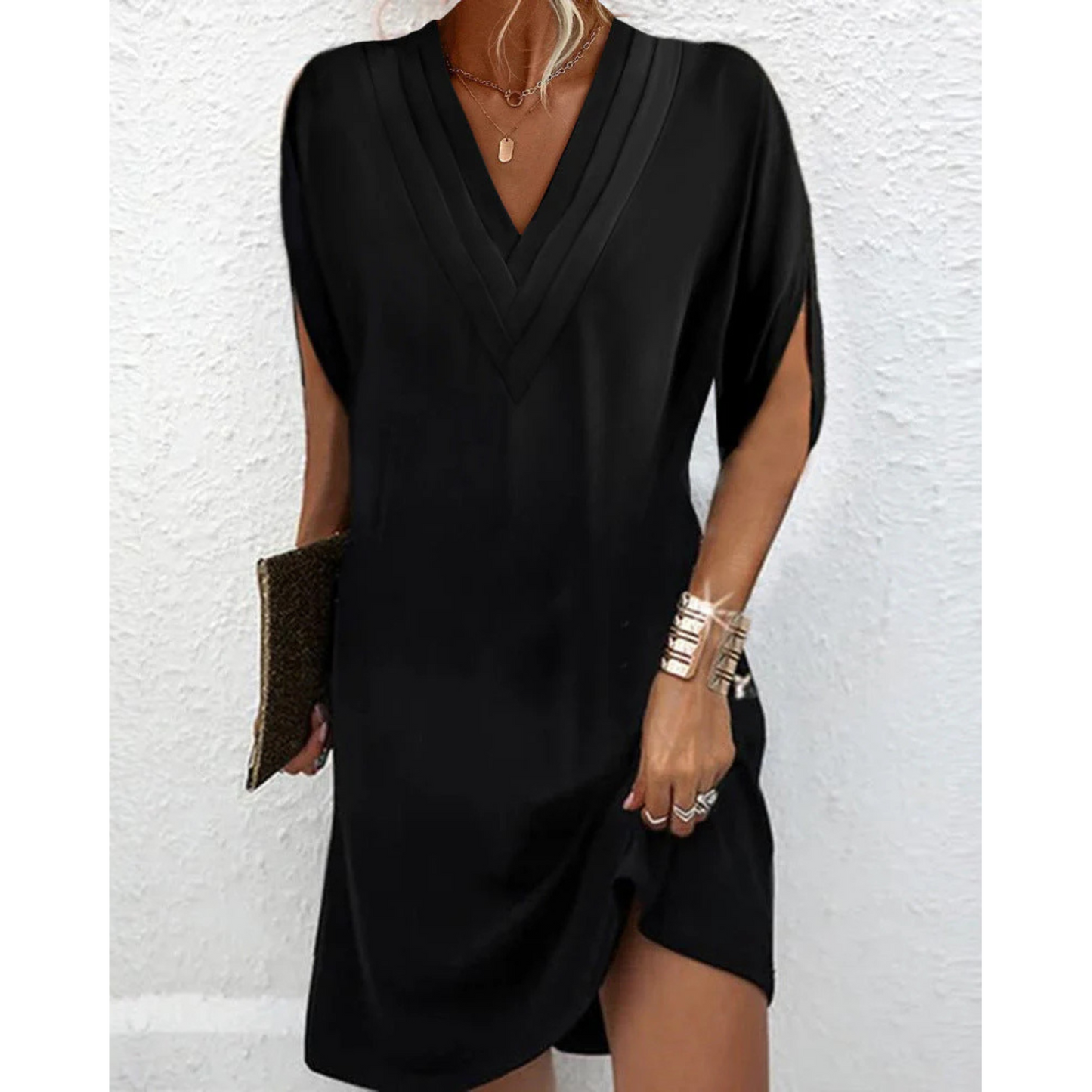 Femmes Robe Premium | Geraffée V-Ausschnitt