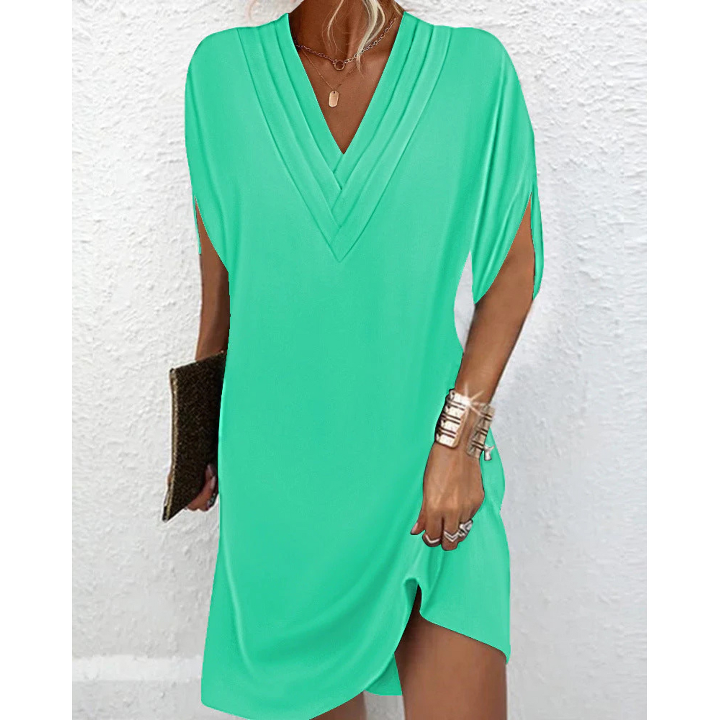Femmes Robe Premium | Geraffée V-Ausschnitt
