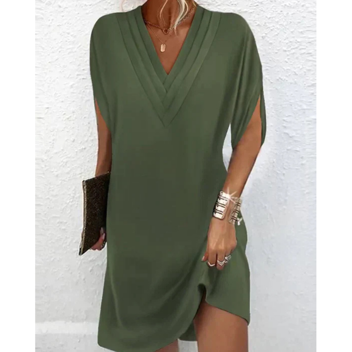 Femmes Robe Premium | Geraffée V-Ausschnitt