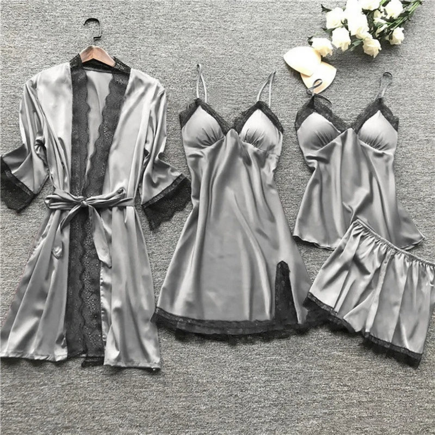 Anaïg | Femme Pyjama Satin | Doux et Respirant pour des Nuits Confortables