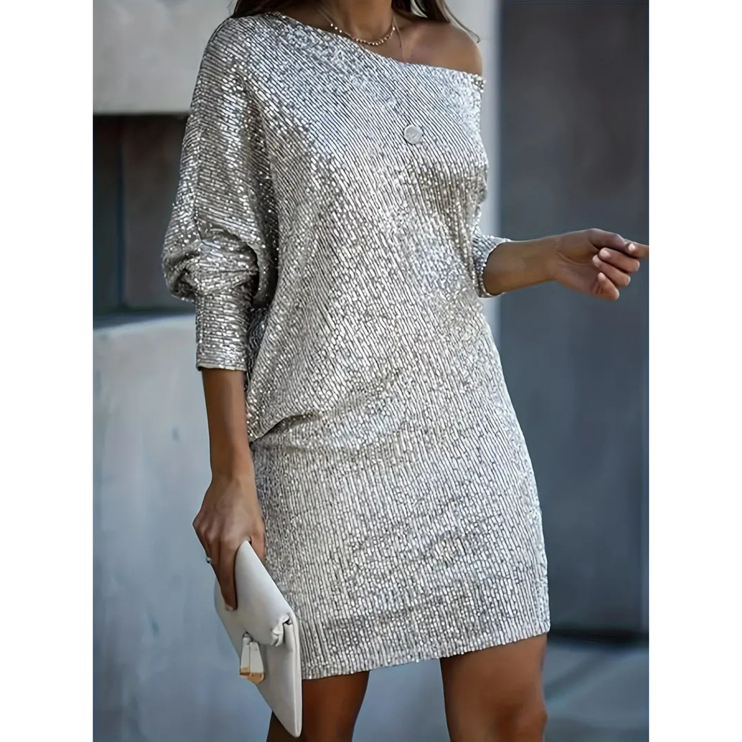 Femmes Robe de Soirée | Sequins Contrastés