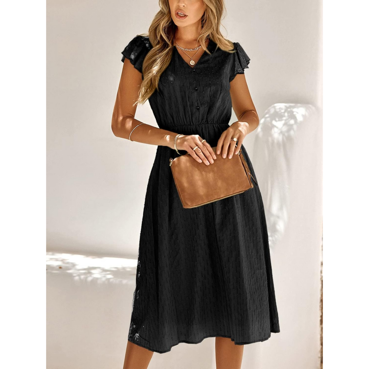 Femmes Robe Midi Ibiza | V-Neck et Coupe Tendance