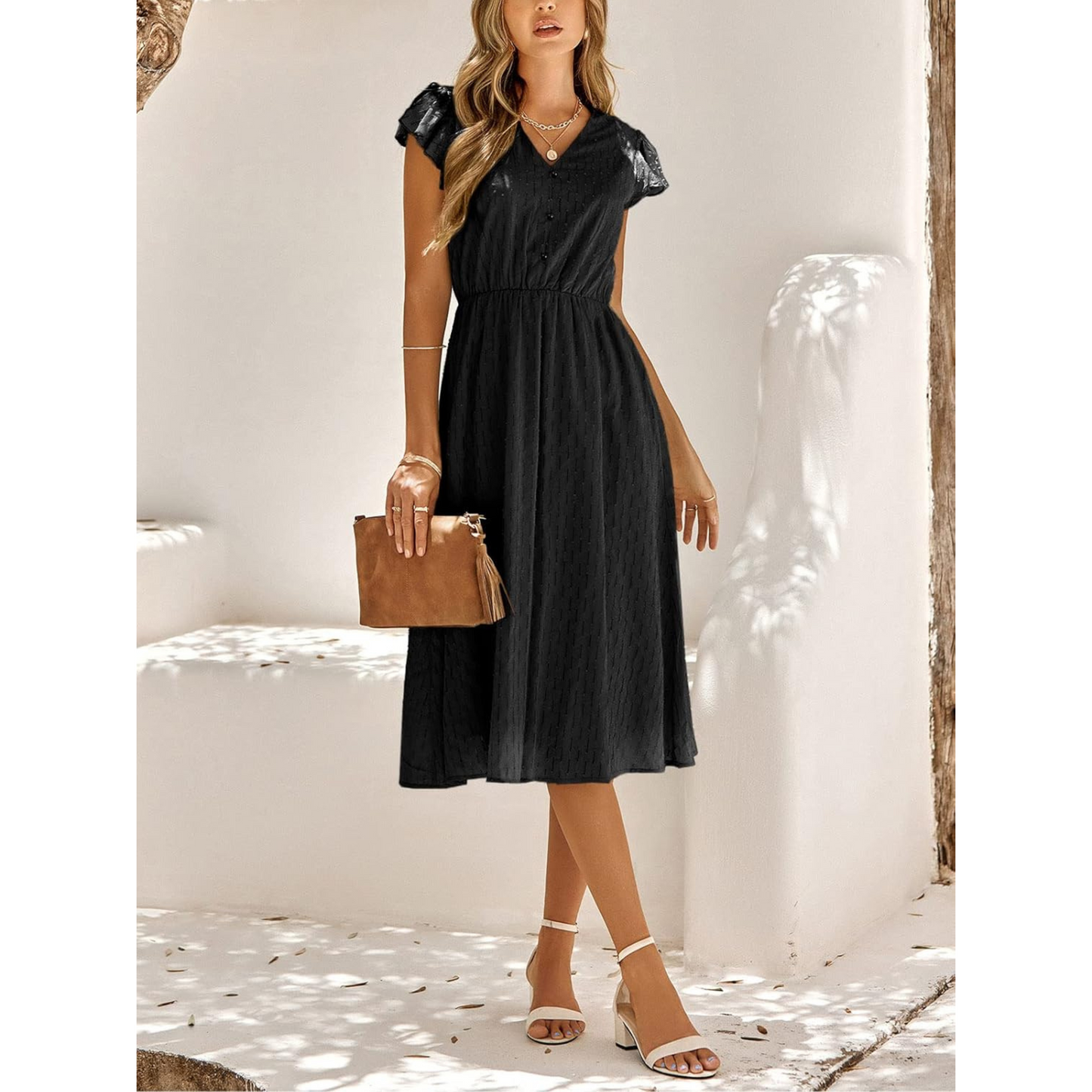Femmes Robe Midi Ibiza | V-Neck et Coupe Tendance