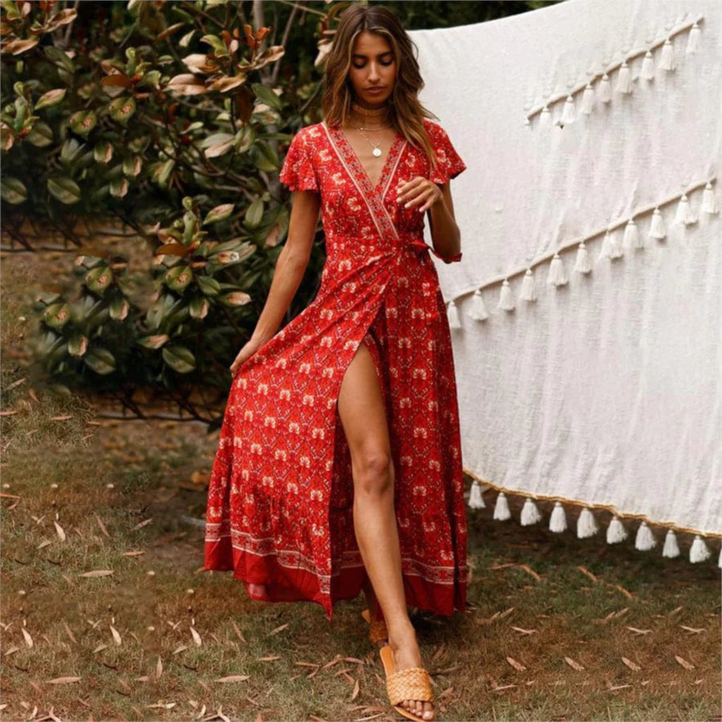 Femmes Robe Fendue | Style Ibiza Tendance