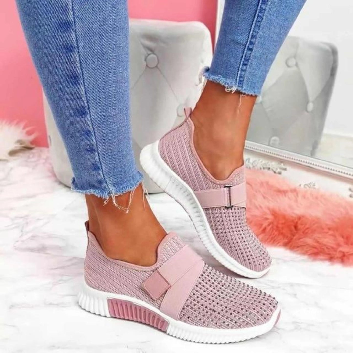 Femmes Sneakers Slip-On | Fermeture Velcro