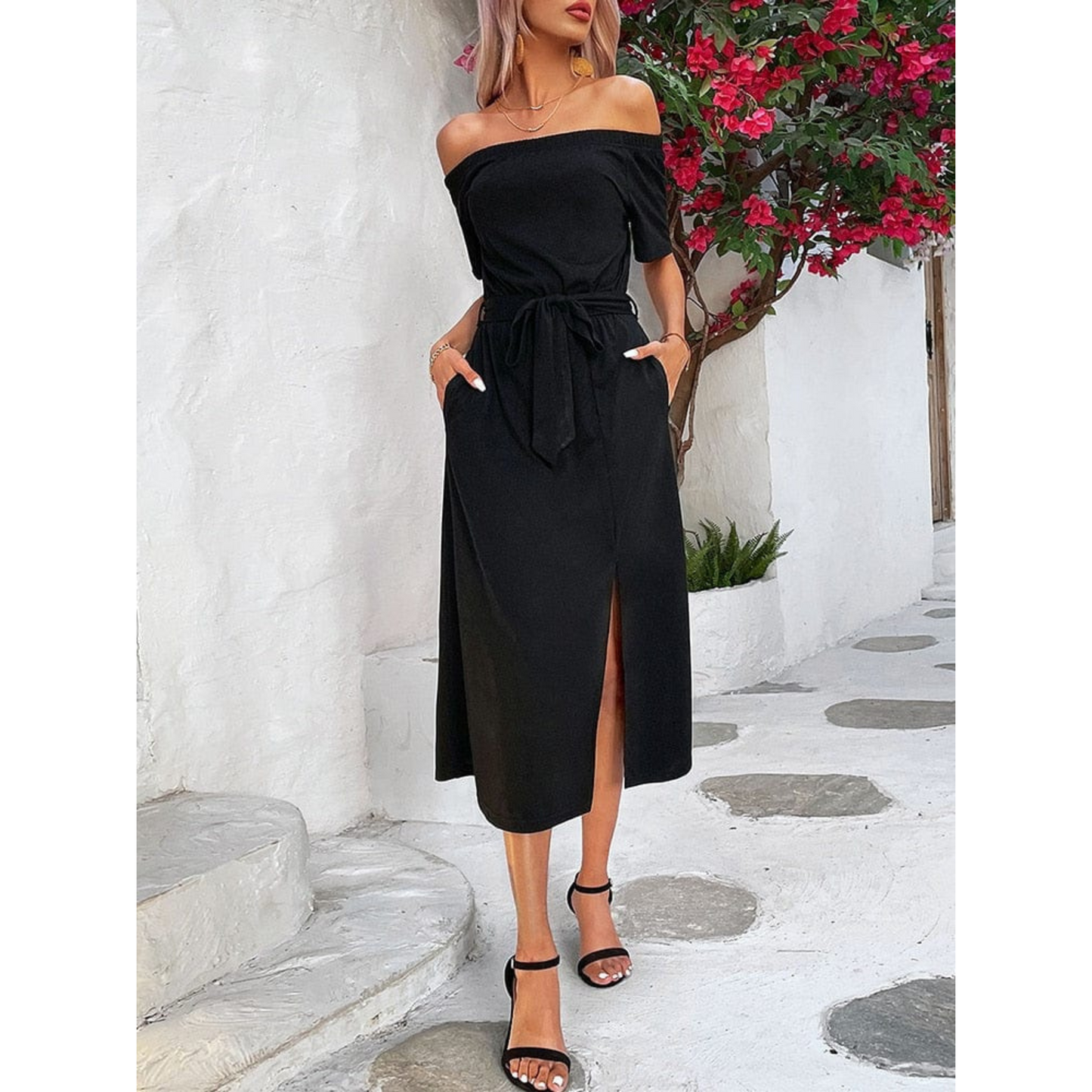 Femmes Robe Midi | Épaules Dénudées