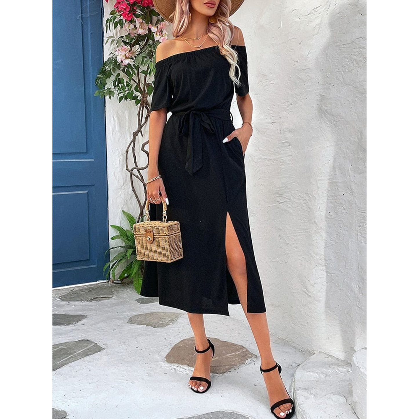 Femmes Robe Midi | Épaules Dénudées
