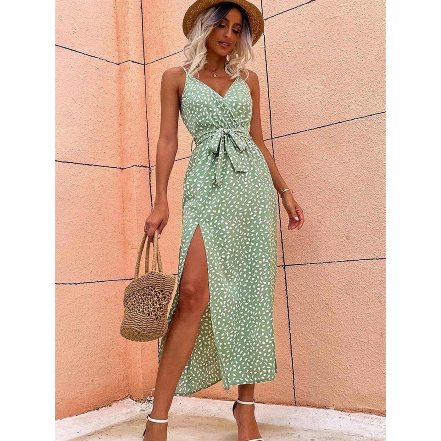 Femmes Robe Boho | V-Neck et Motif à Pois