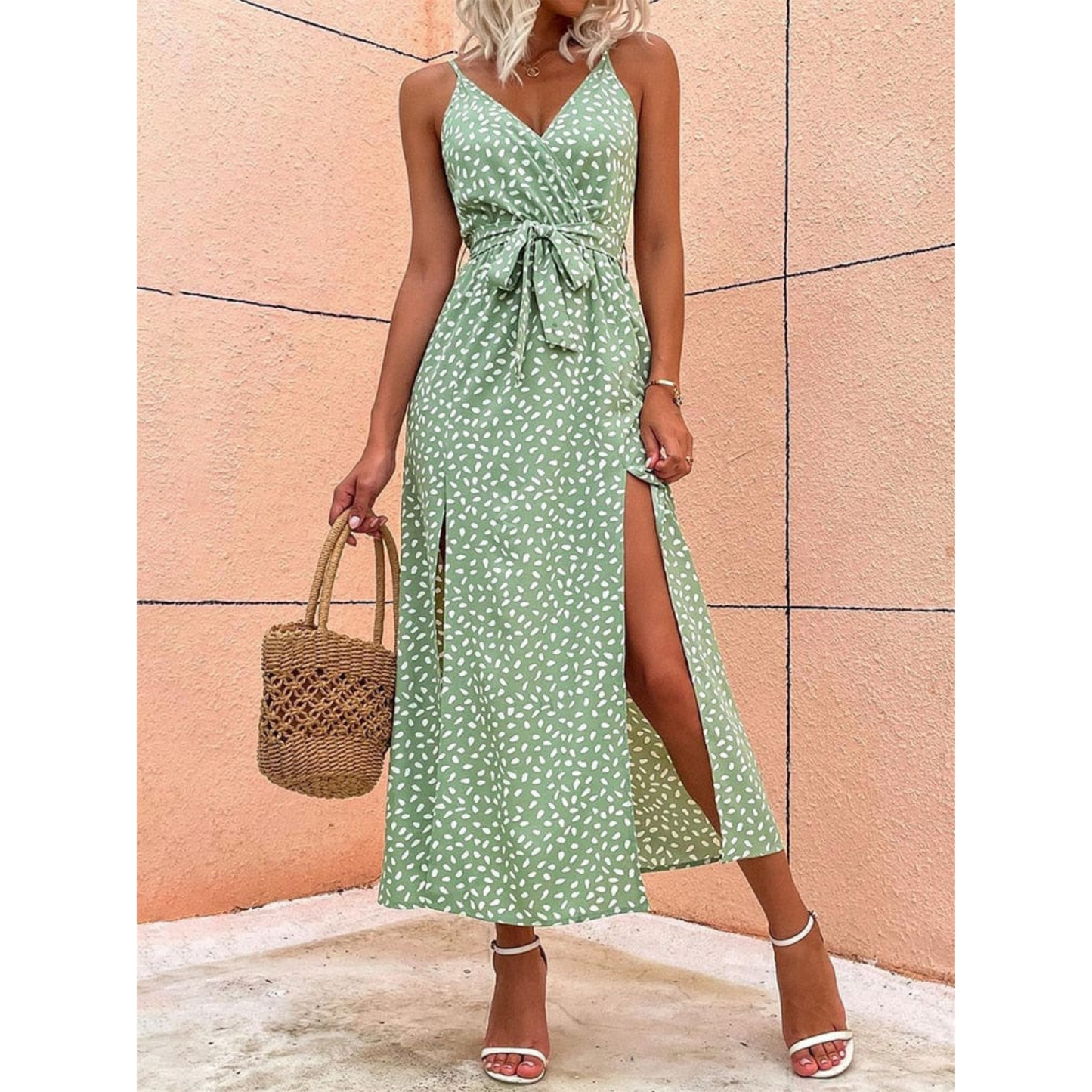 Femmes Robe Boho | V-Neck et Motif à Pois
