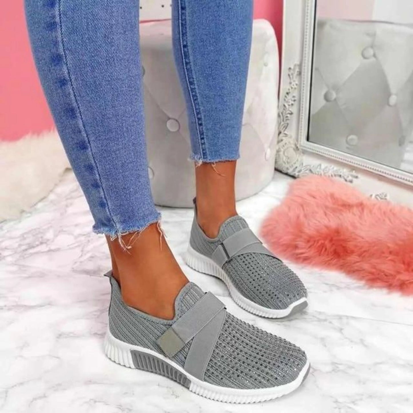 Femmes Sneakers Slip-On | Fermeture Velcro