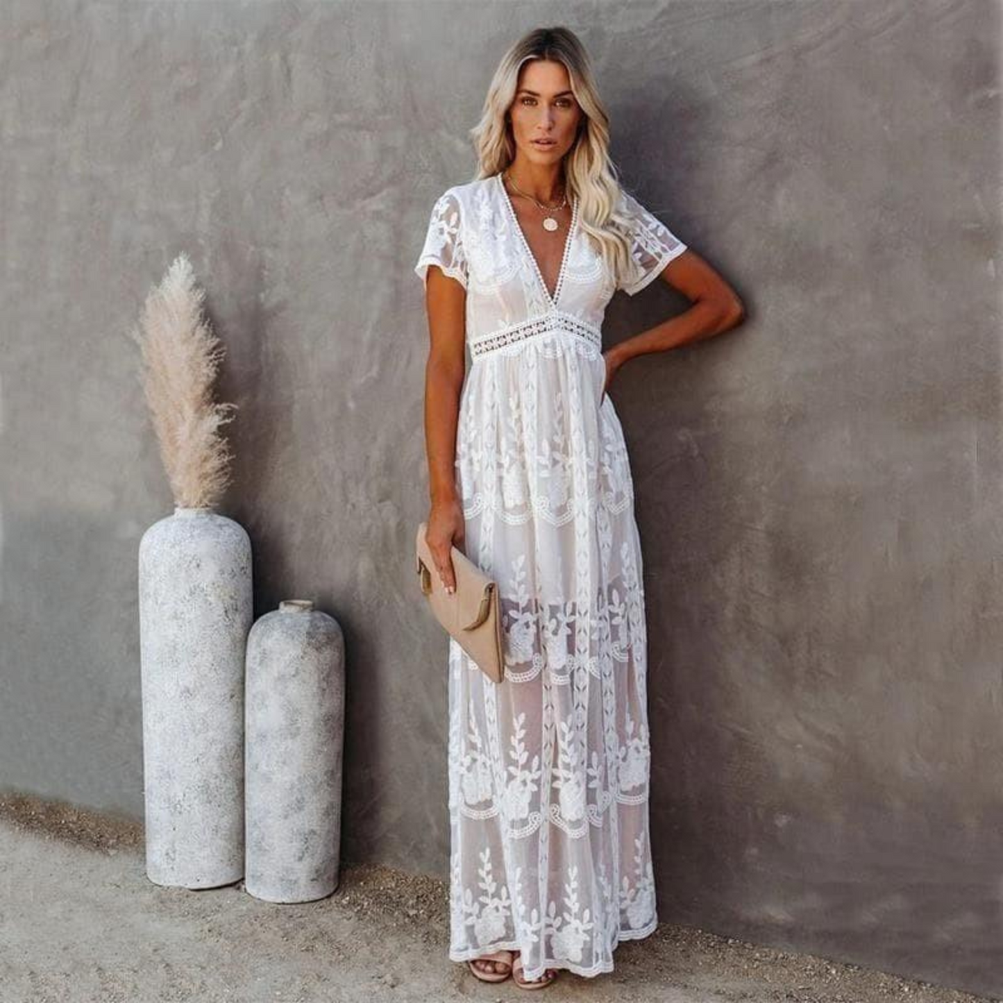 Femmes Robe Maxi Ibiza | Détails Ajourés
