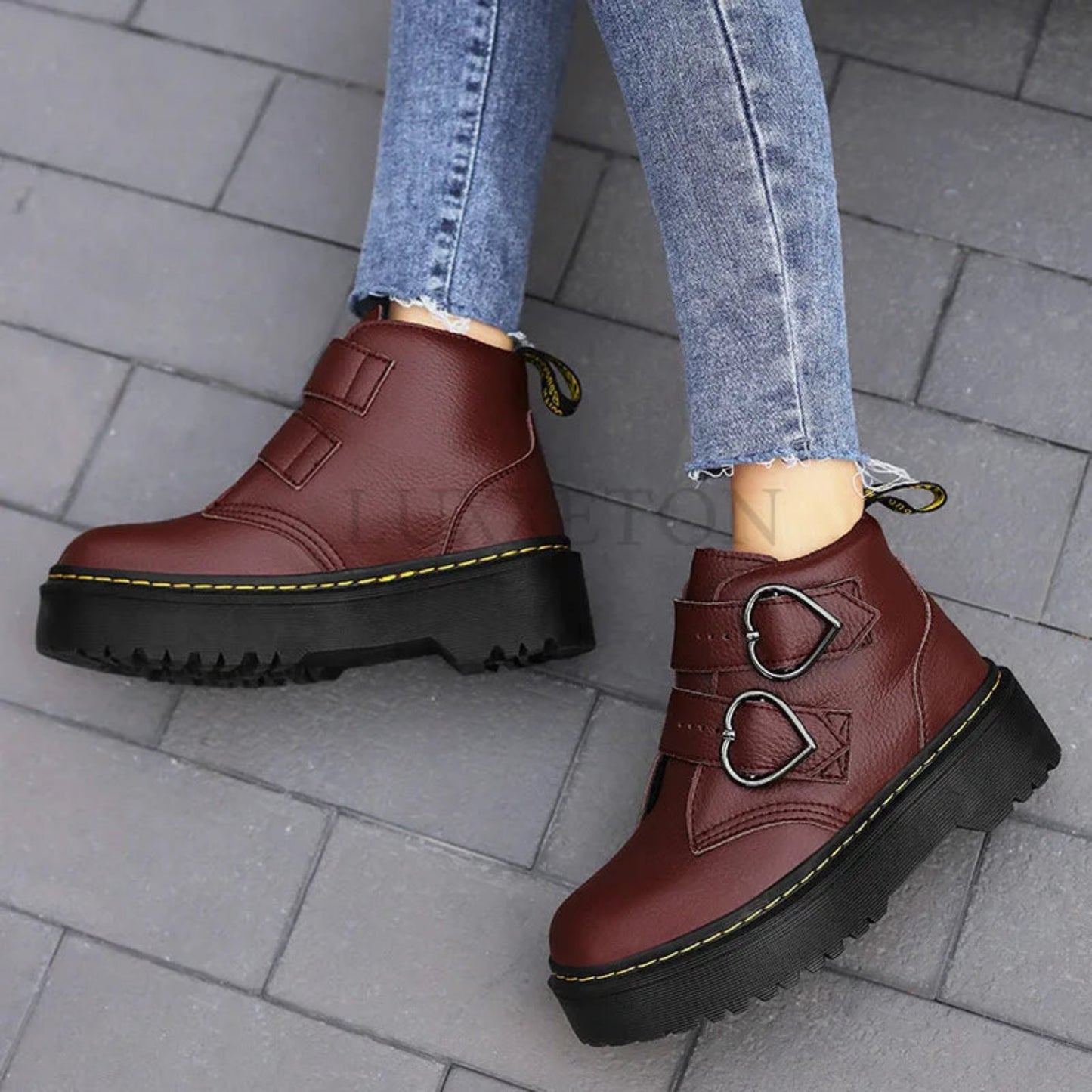 Orléna | Bottines Plates Pour Femme | Boucles Cœur