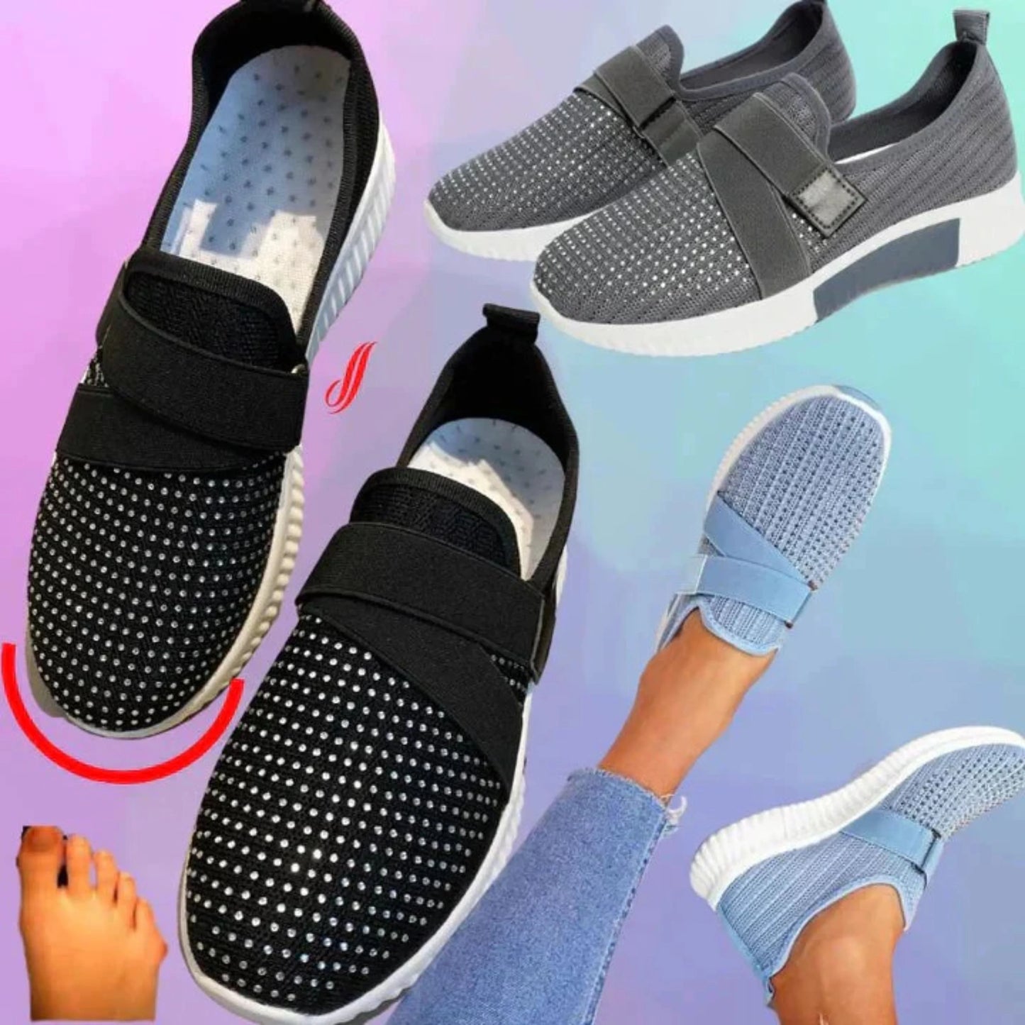 Femmes Sneakers Slip-On | Fermeture Velcro