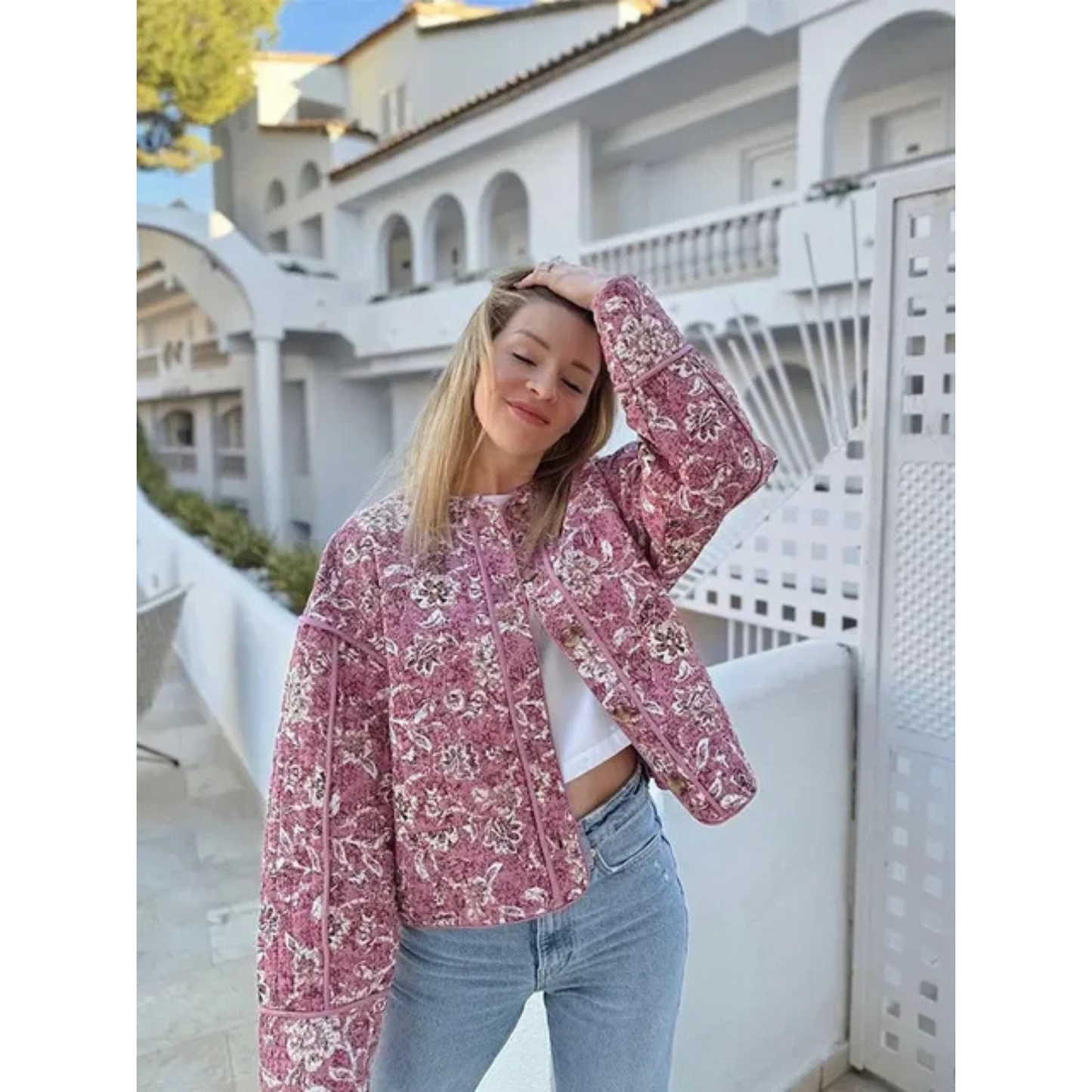 Femmes Veste Florale | Imprimé Fleuri Coupe Ajustée