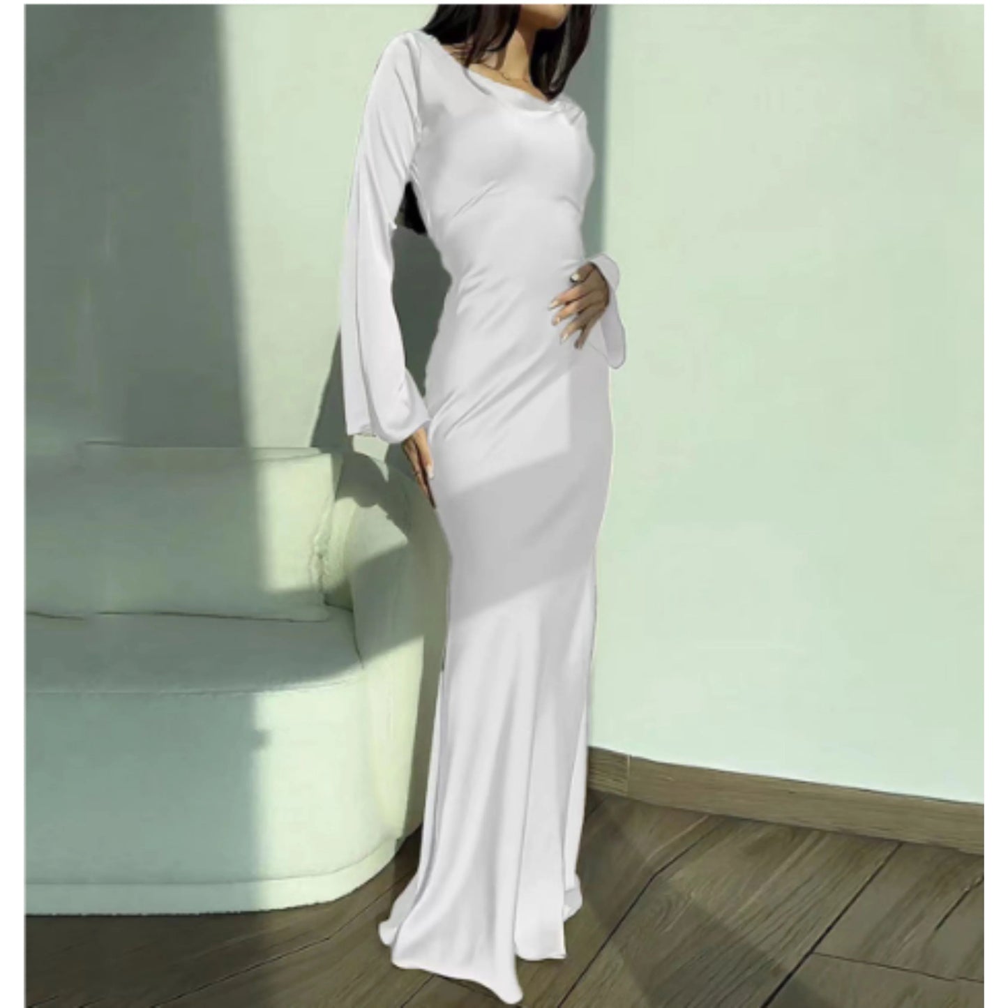 Femmes Robe Invitée Mariage Maxi | Manches Longues