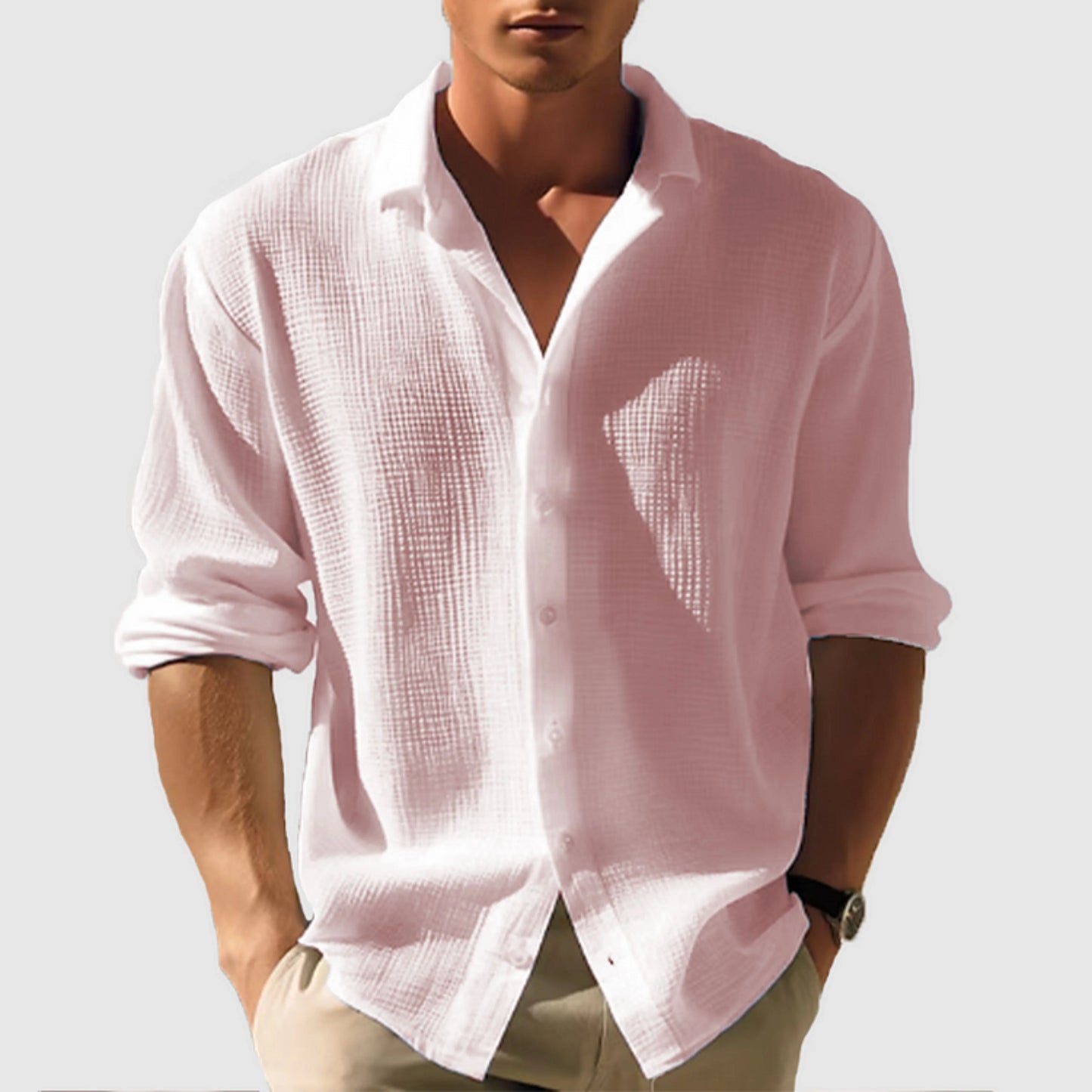 Hommes Chemise Button-Down | Manches Longues Unies