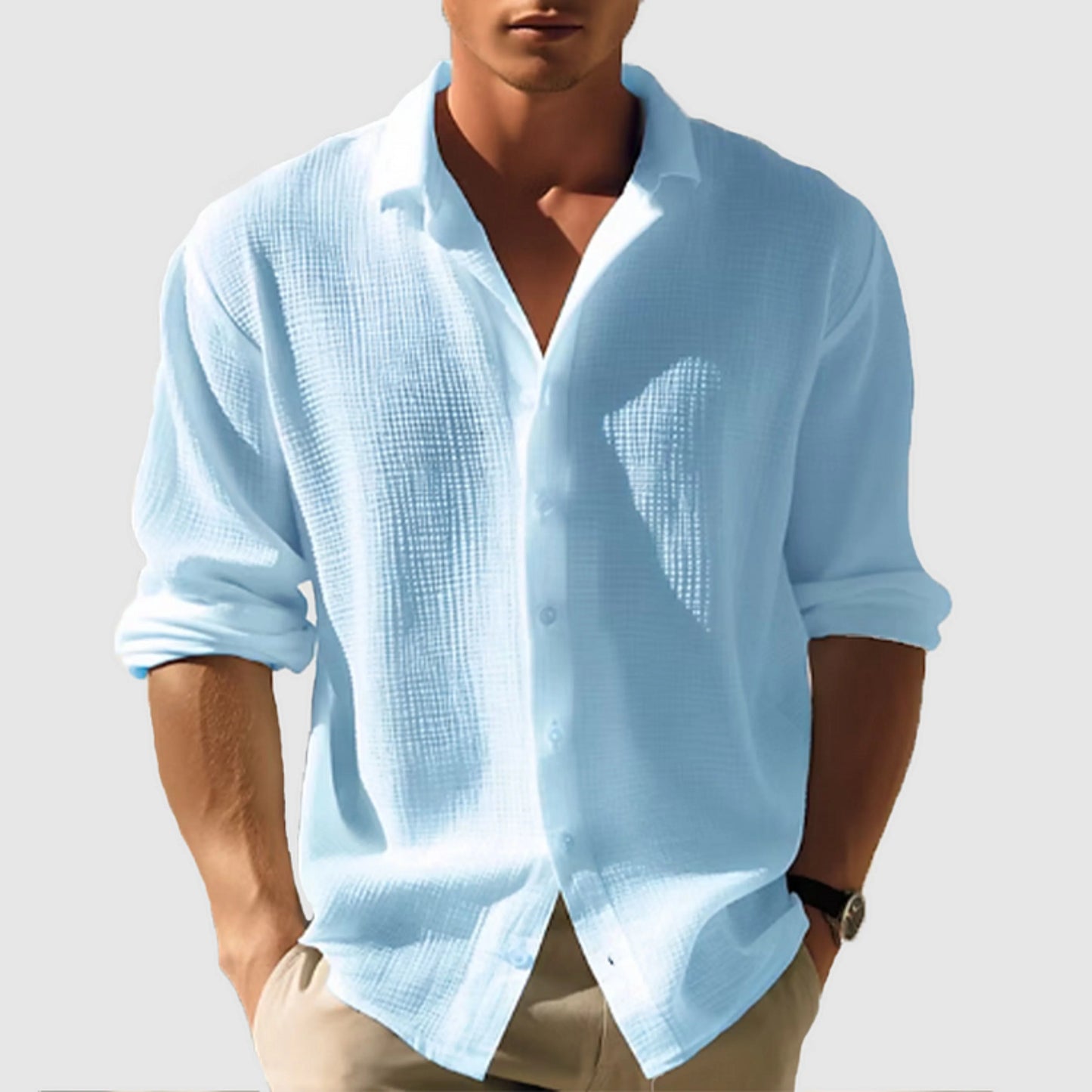 Hommes Chemise Button-Down | Manches Longues Unies