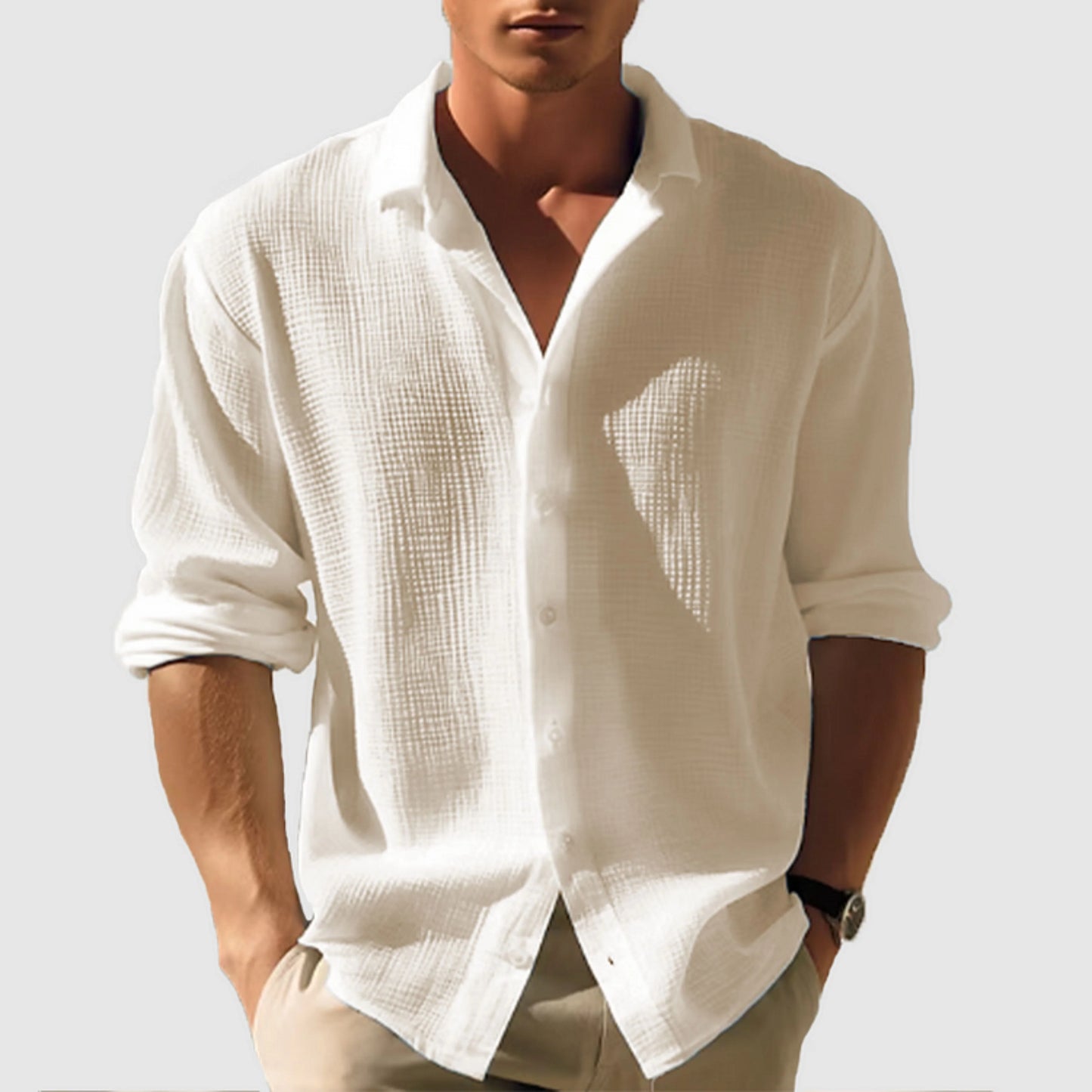 Hommes Chemise Button-Down | Manches Longues Unies