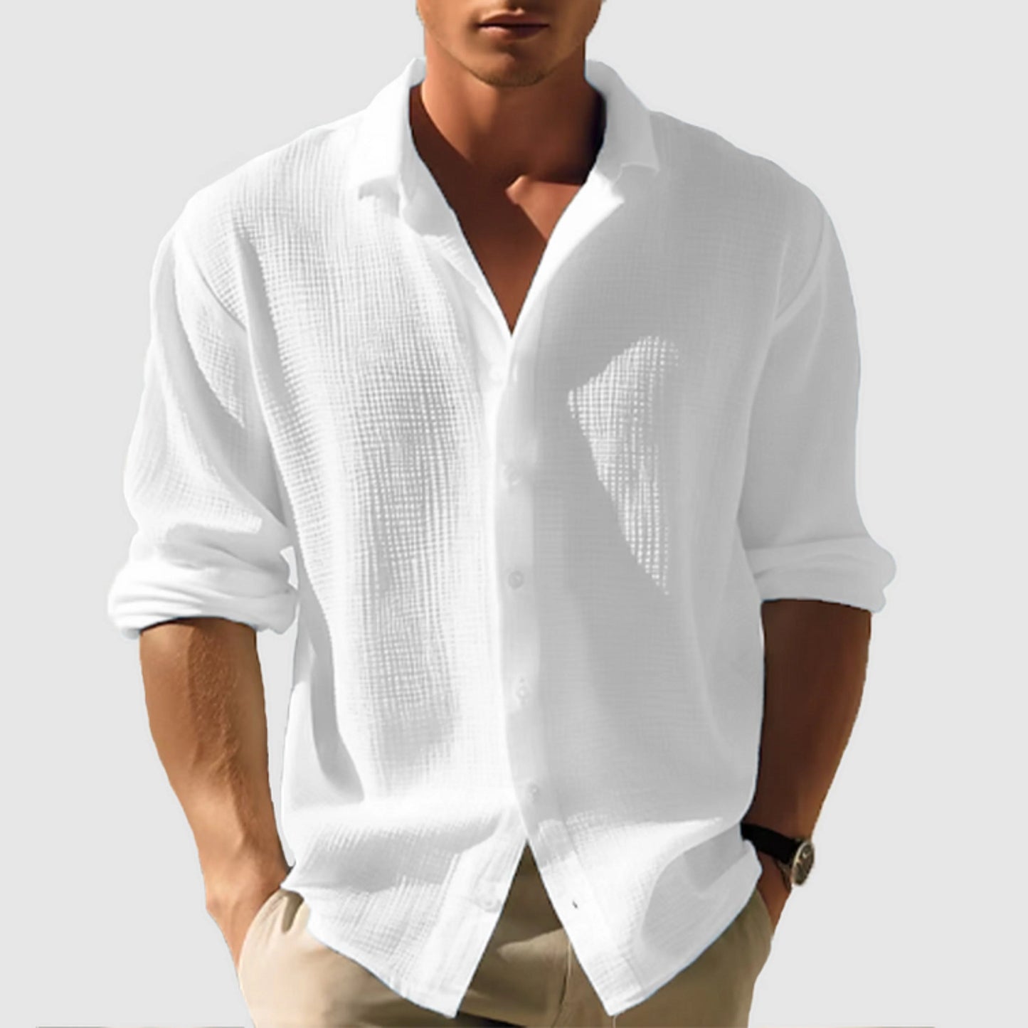 Hommes Chemise Button-Down | Manches Longues Unies