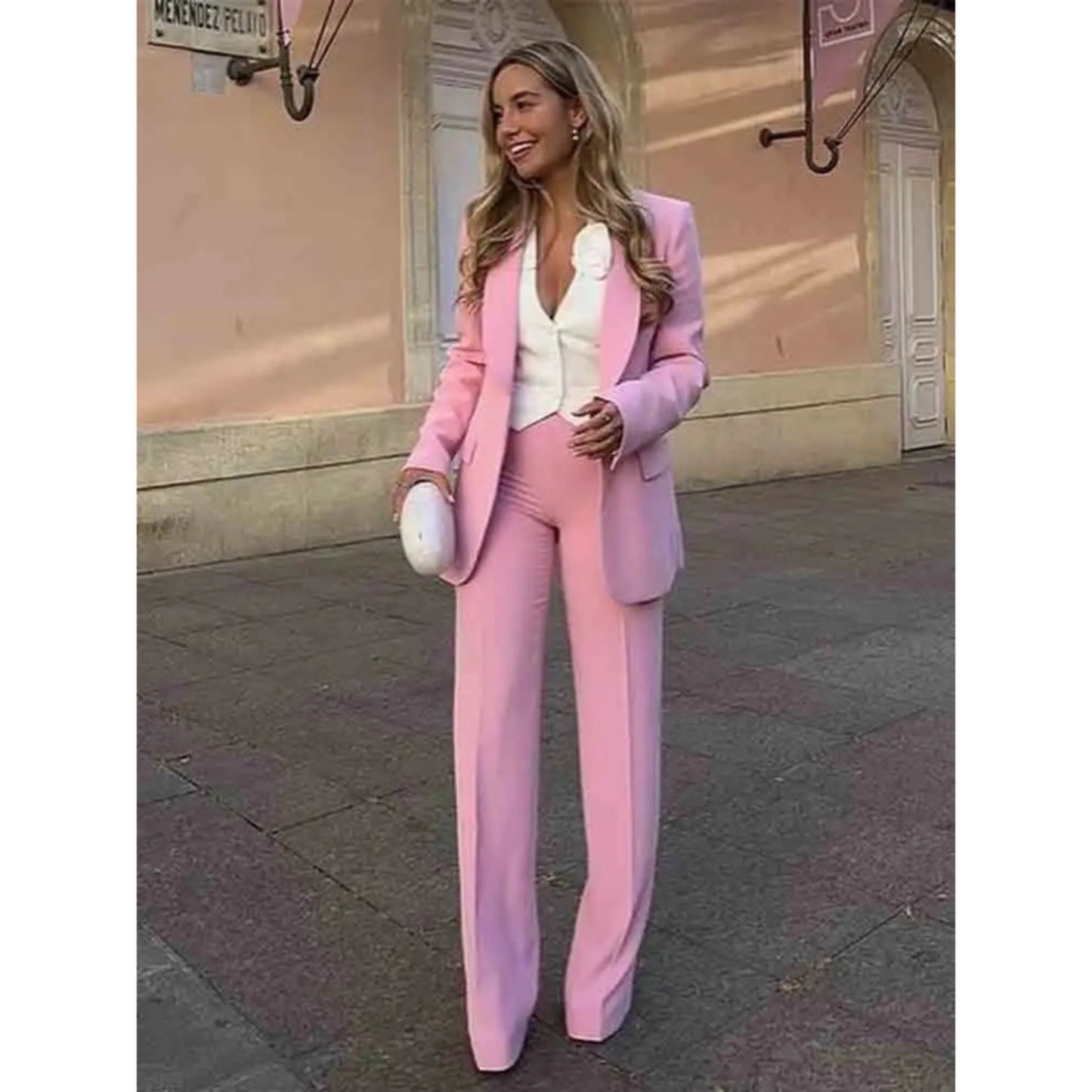 Femmes Ensemble Blazer et Pantalon | Rose Chic