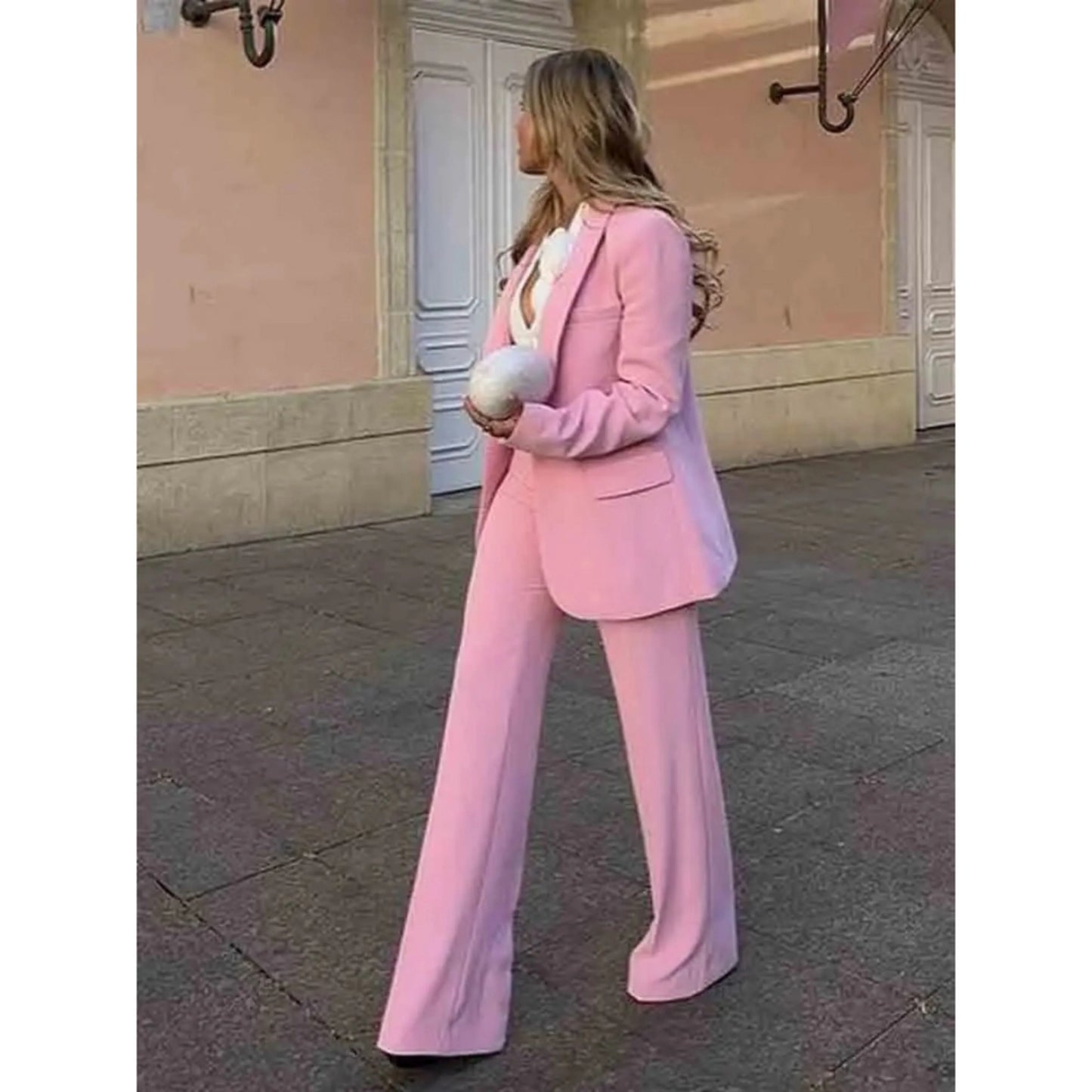 Femmes Ensemble Blazer et Pantalon | Rose Chic