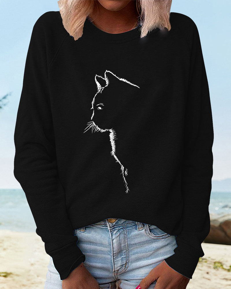 Dorann | Pull pour Femme | Motif Chat, Décontracté & Ludique