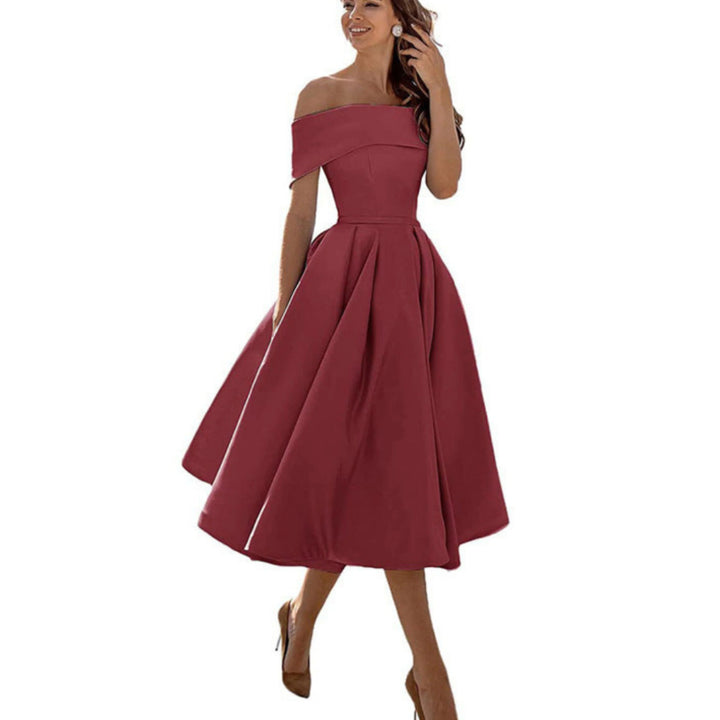 Femmes Robe Évasée | Épaules Dénudées Midi