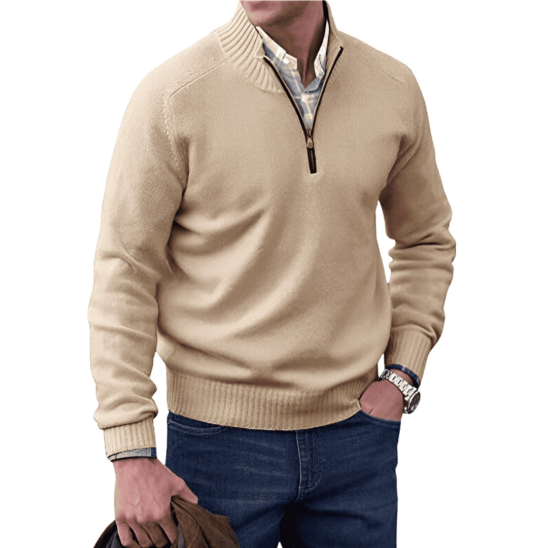 Pull Granger zippé pour homme, maille chaude adaptée aux tenues hivernales cocooning.