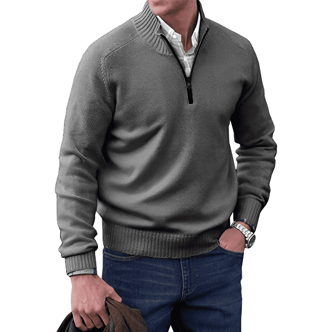 Pull Granger zippé pour homme, maille chaude adaptée aux tenues hivernales cocooning.