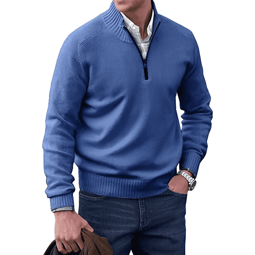 Pull Granger zippé pour homme, maille chaude adaptée aux tenues hivernales cocooning.