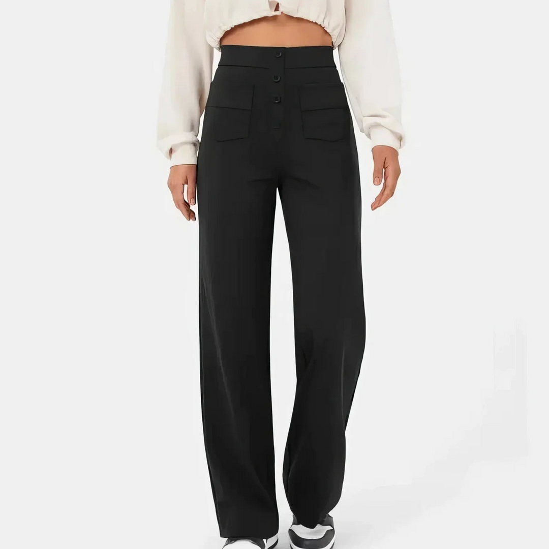 Alaina | Femme Pantalon Taille Haute | Extensibilité et Style Décontracté