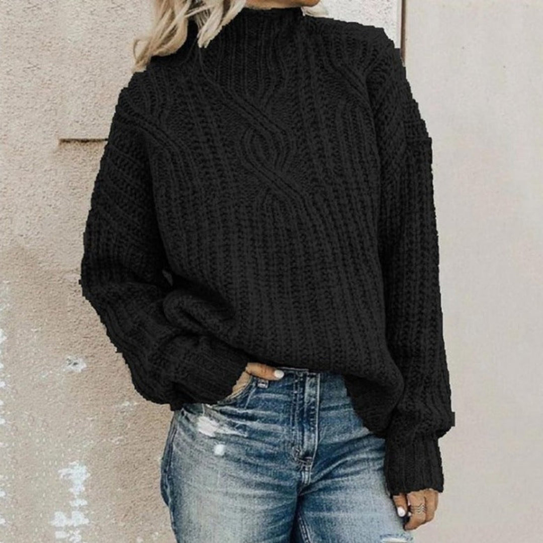 Pull Aurorella col montant pour femme, tricot texturé adapté aux tenues automnales polyvalentes.