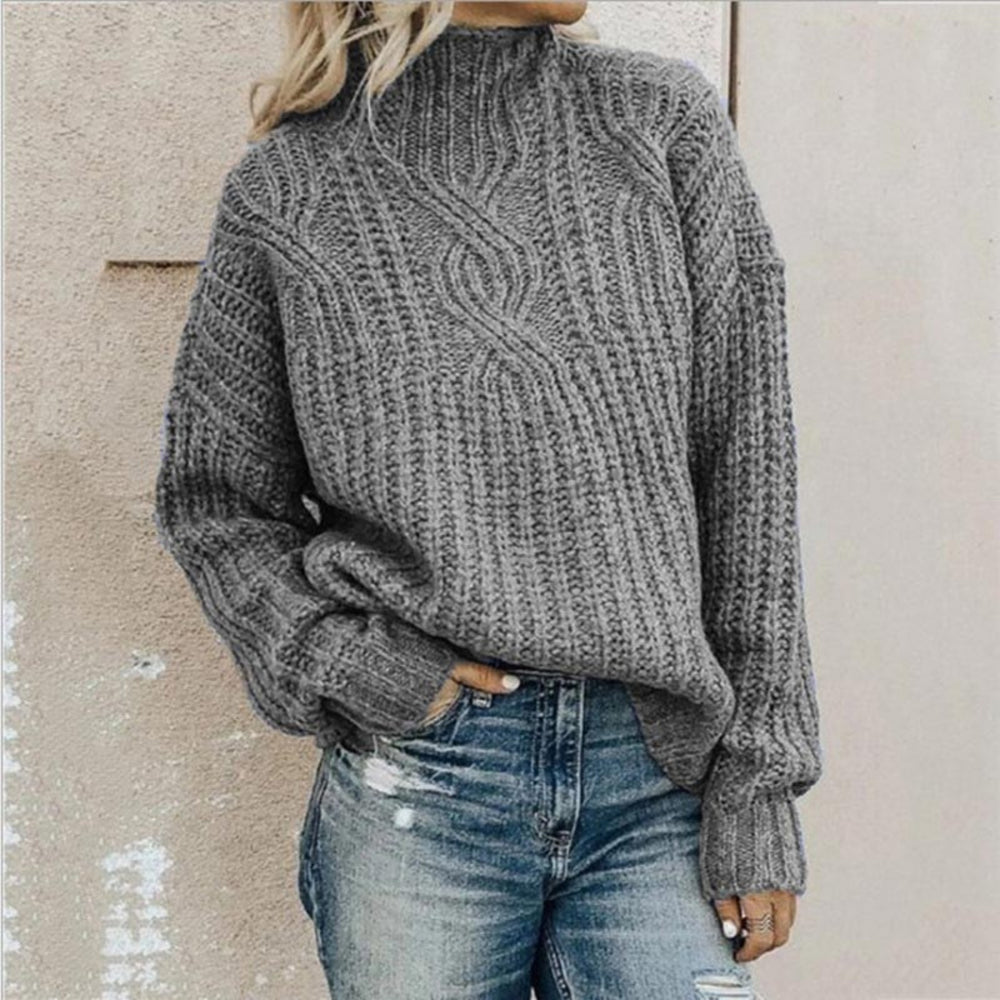 Pull Aurorella col montant pour femme, tricot texturé adapté aux tenues automnales polyvalentes.