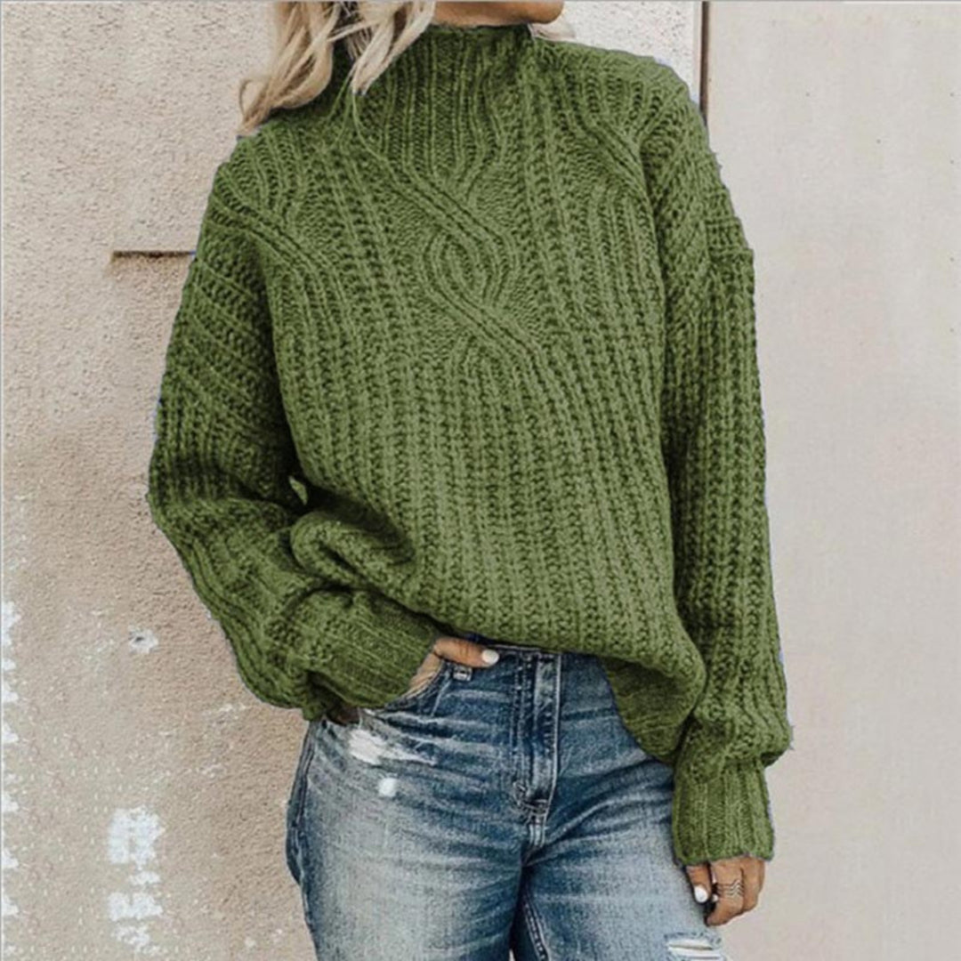 Pull Aurorella col montant pour femme, tricot texturé adapté aux tenues automnales polyvalentes.