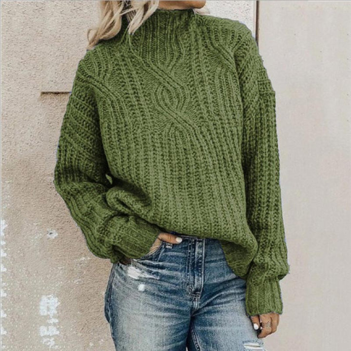 Pull Aurorella col montant pour femme, tricot texturé adapté aux tenues automnales polyvalentes.