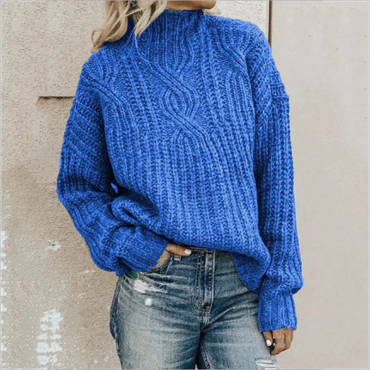 Pull Aurorella col montant pour femme, tricot texturé adapté aux tenues automnales polyvalentes.
