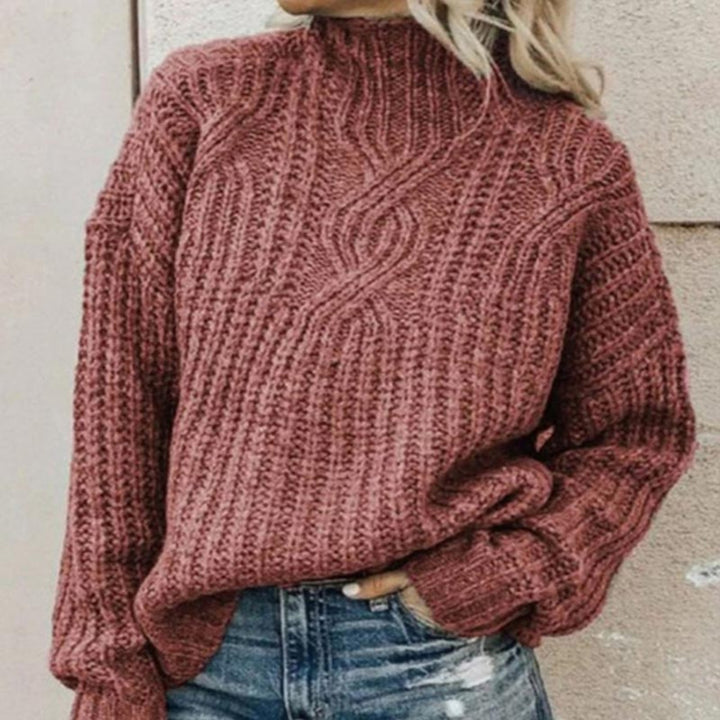 Pull Aurorella col montant pour femme, tricot texturé adapté aux tenues automnales polyvalentes.
